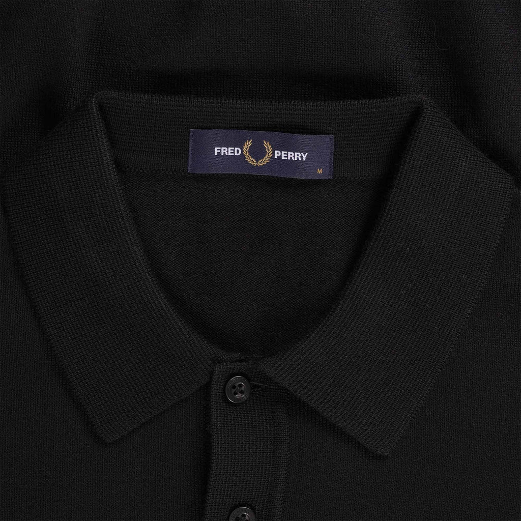 Fred Perry Long Sleeve Knitted Shirt - Black