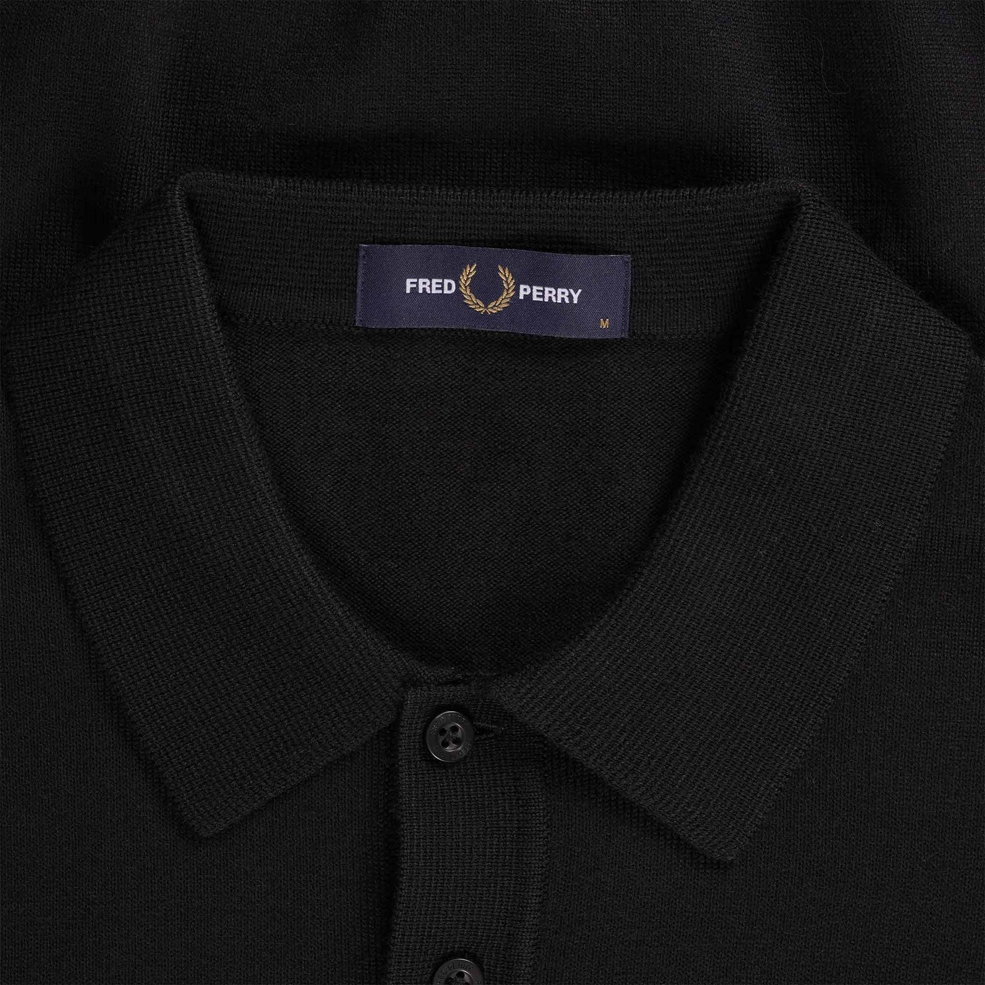 Fred Perry Long Sleeve Knitted Shirt - Black