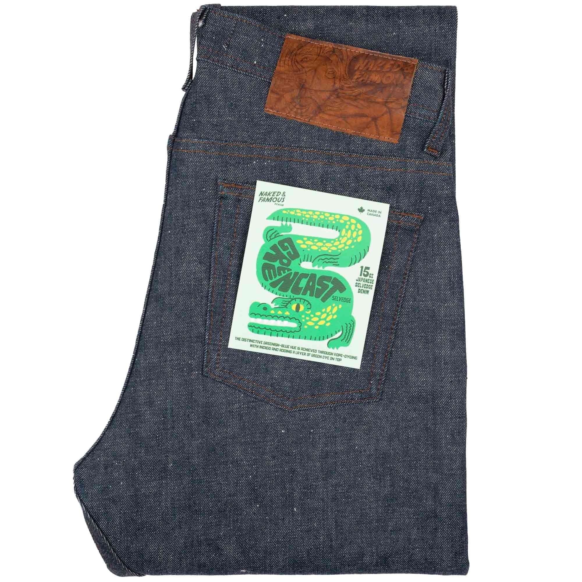 Naked and Famous Denim Weird Guy Greencast Slub Selvedge - Indigo