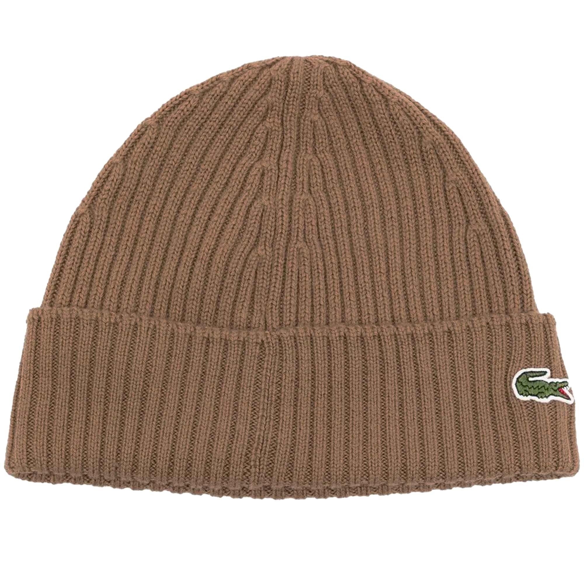 Lacoste Ribbed Wool Beanie - Marron