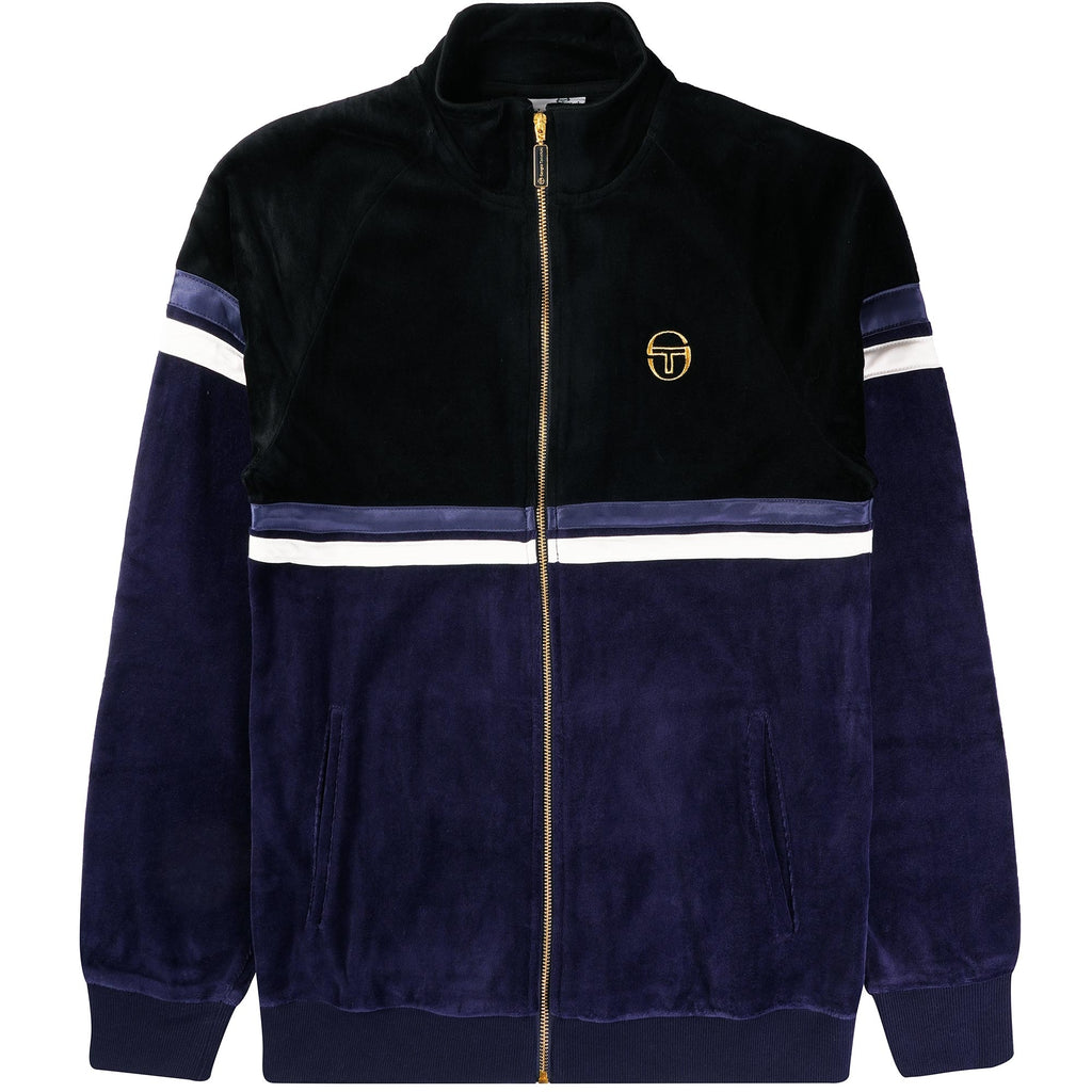 Sergio Tacchini Orion Luxe Track Top - Black and Maritime Blue