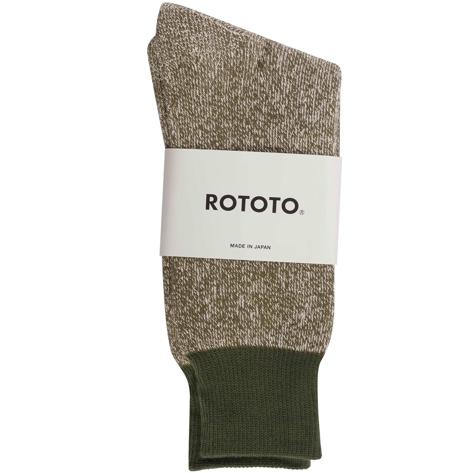 RoToTo Socks Double Face Crew Neck Socks - Olive