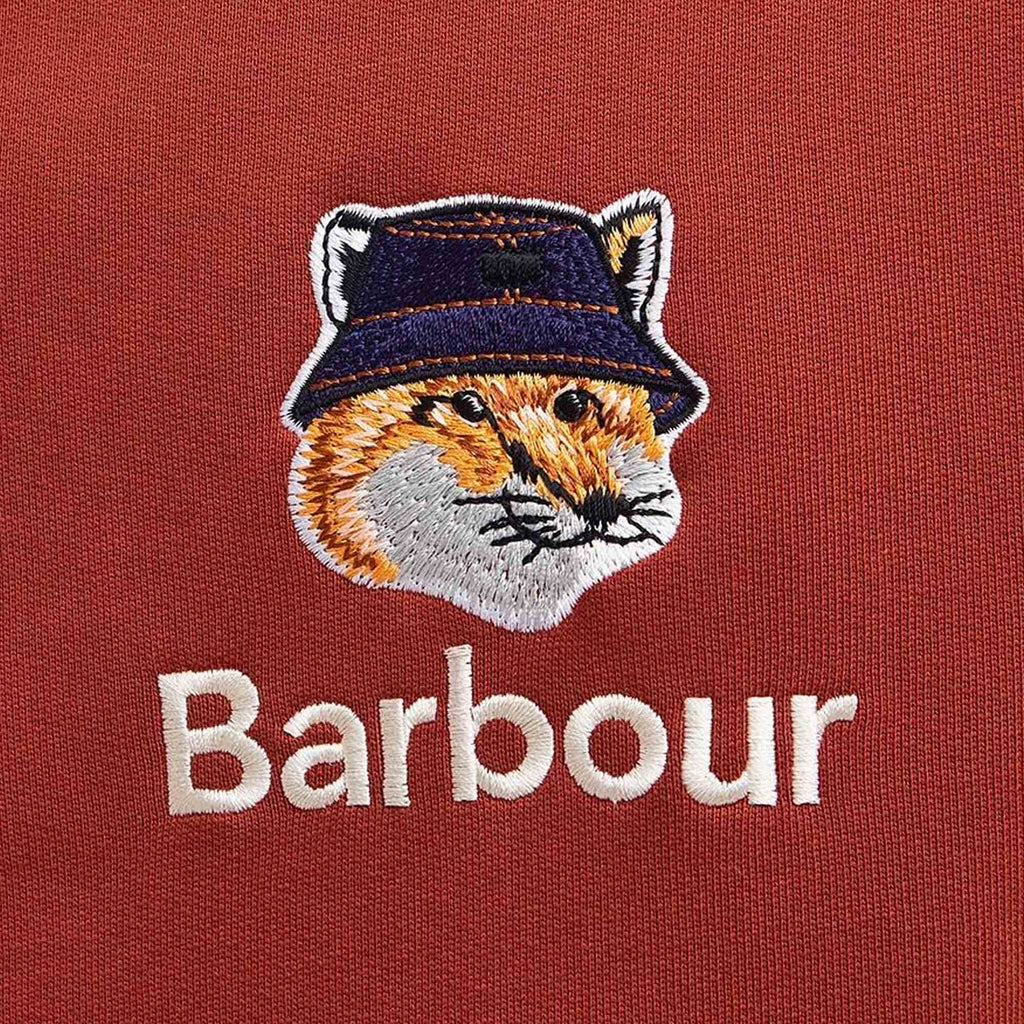 Barbour x Maison Kitsun Fox Head Hoodie - Burnt Orange