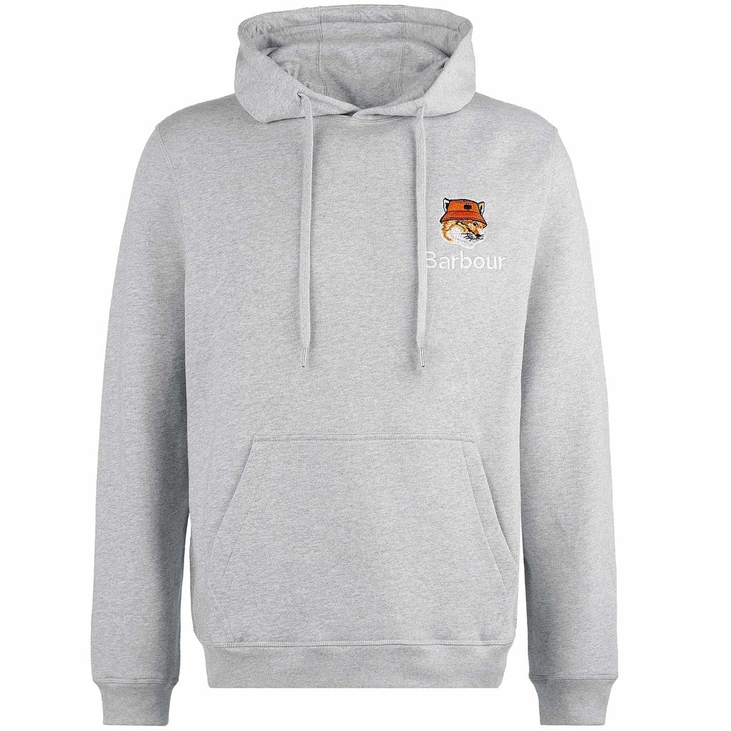 Barbour x Maison Kitsun Fox Head Hoodie - Grey