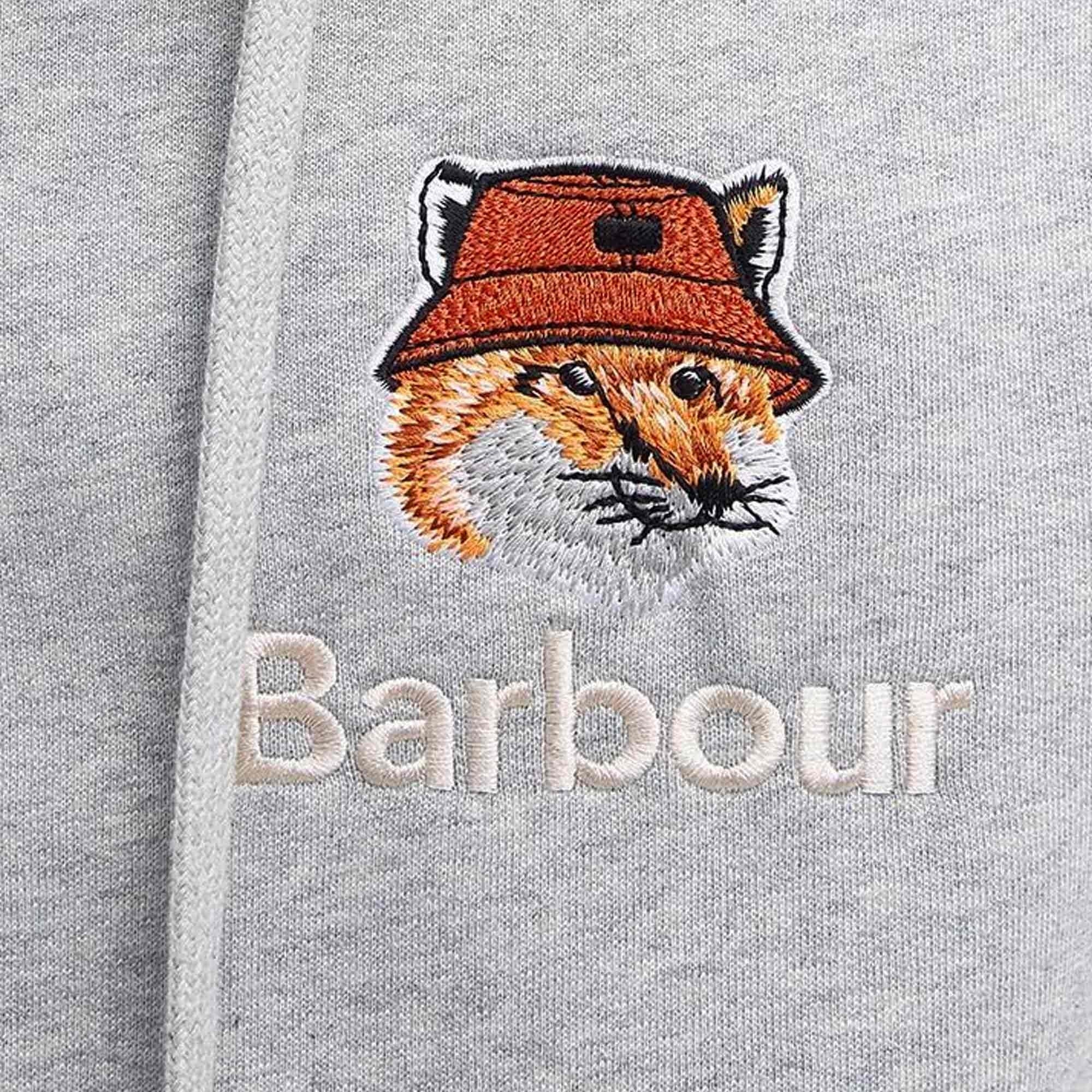 Barbour x Maison Kitsun Fox Head Hoodie - Grey