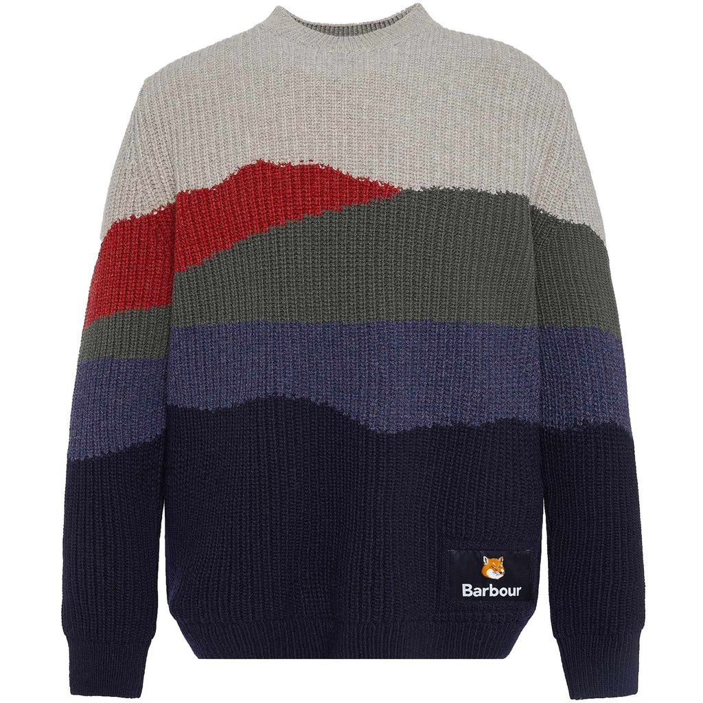Barbour x Maison Kitsun Landscape Knitted Jumper - Navy
