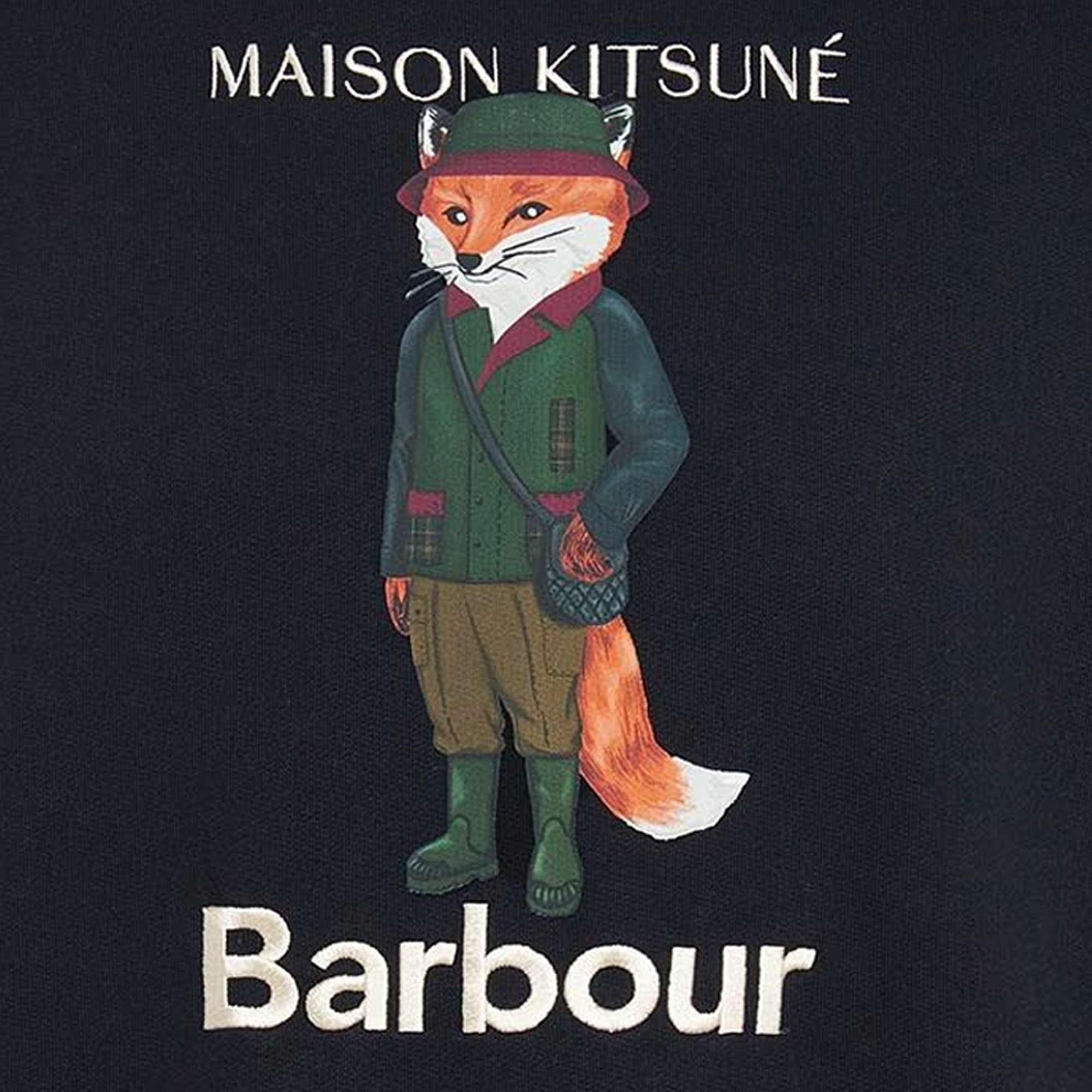 Barbour x Maison Kitsun Beaufort Fox Sweatshirt - Black