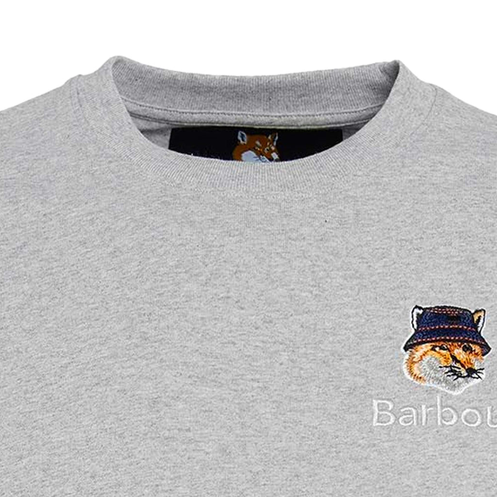 Barbour x Maison Kitsun Fox Head T-Shirt - Grey Marl