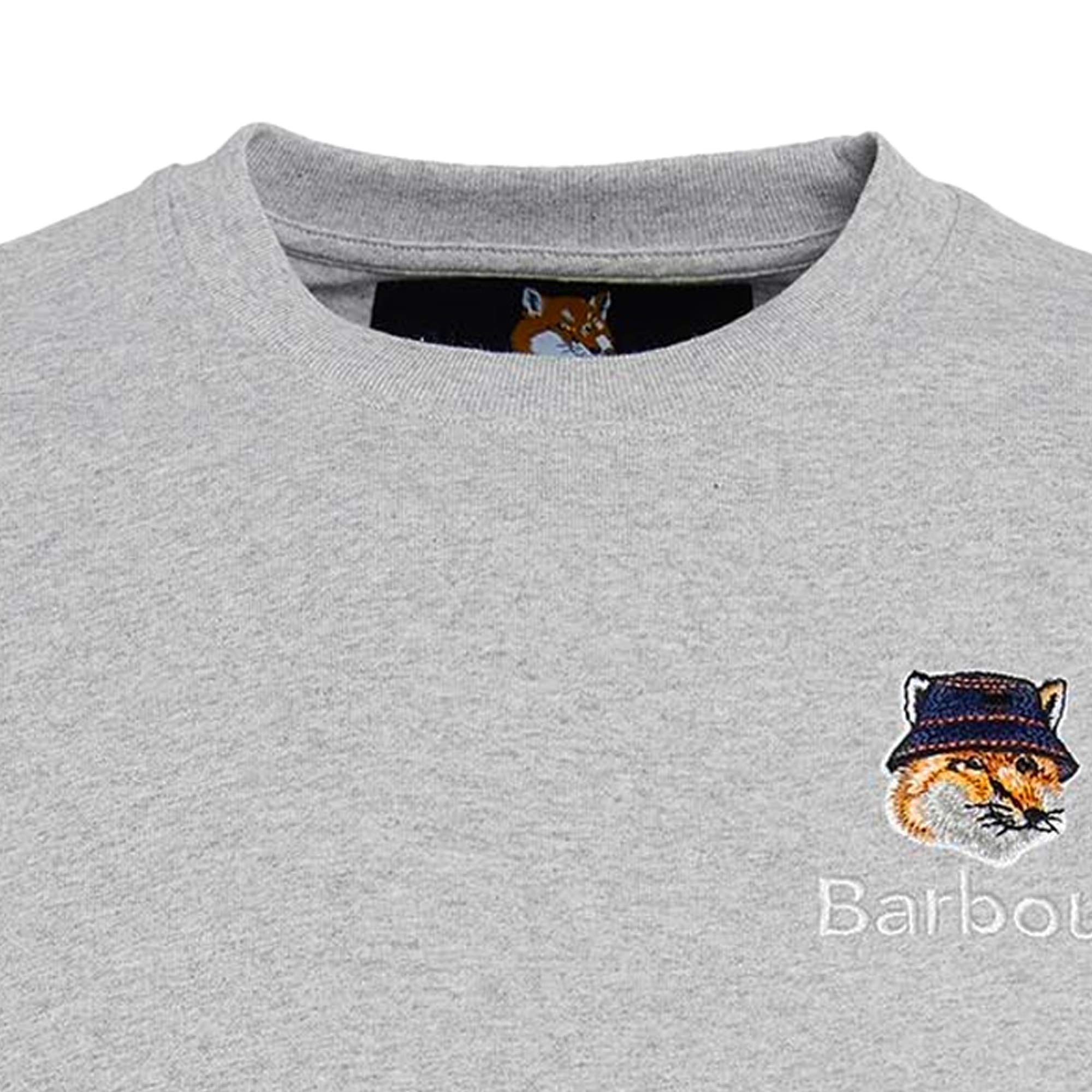 Barbour x Maison Kitsun Fox Head T-Shirt - Grey Marl