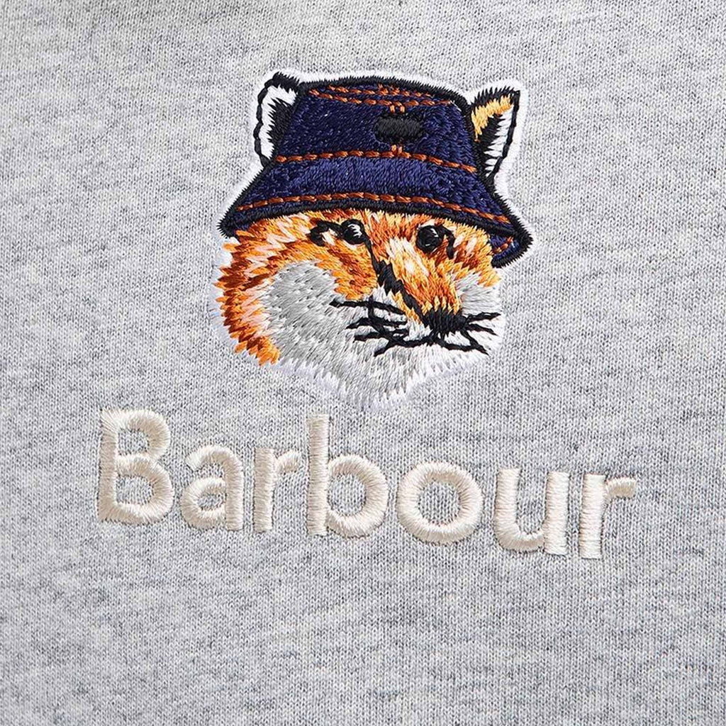Barbour x Maison Kitsun Fox Head T-Shirt - Grey Marl
