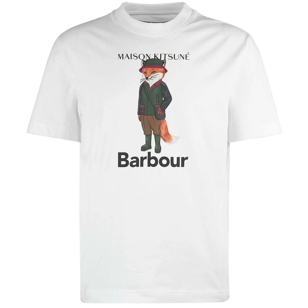 Barbour x Maison Kitsun Beaufort Fox T-Shirt - White