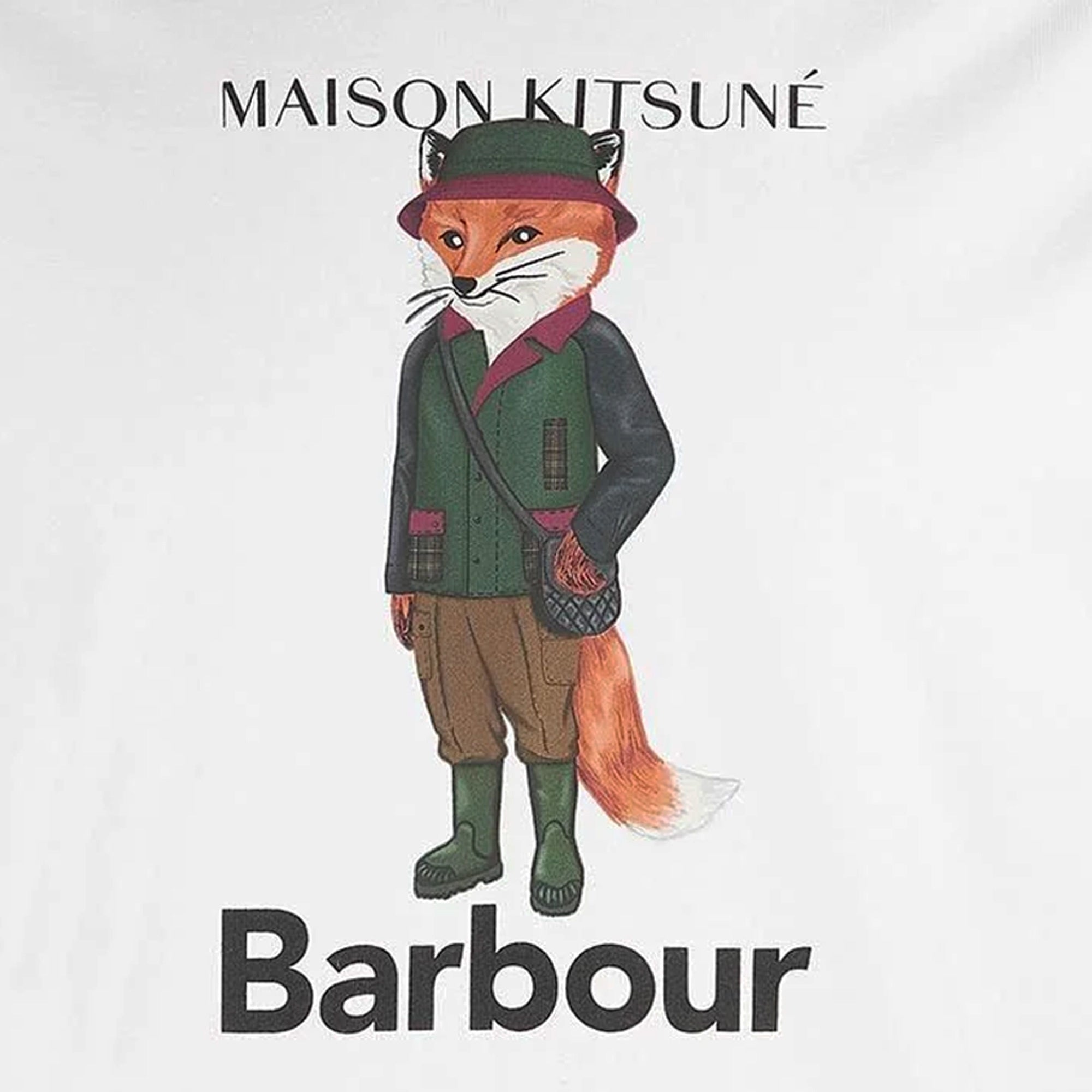 Barbour x Maison Kitsun Beaufort Fox T-Shirt - White
