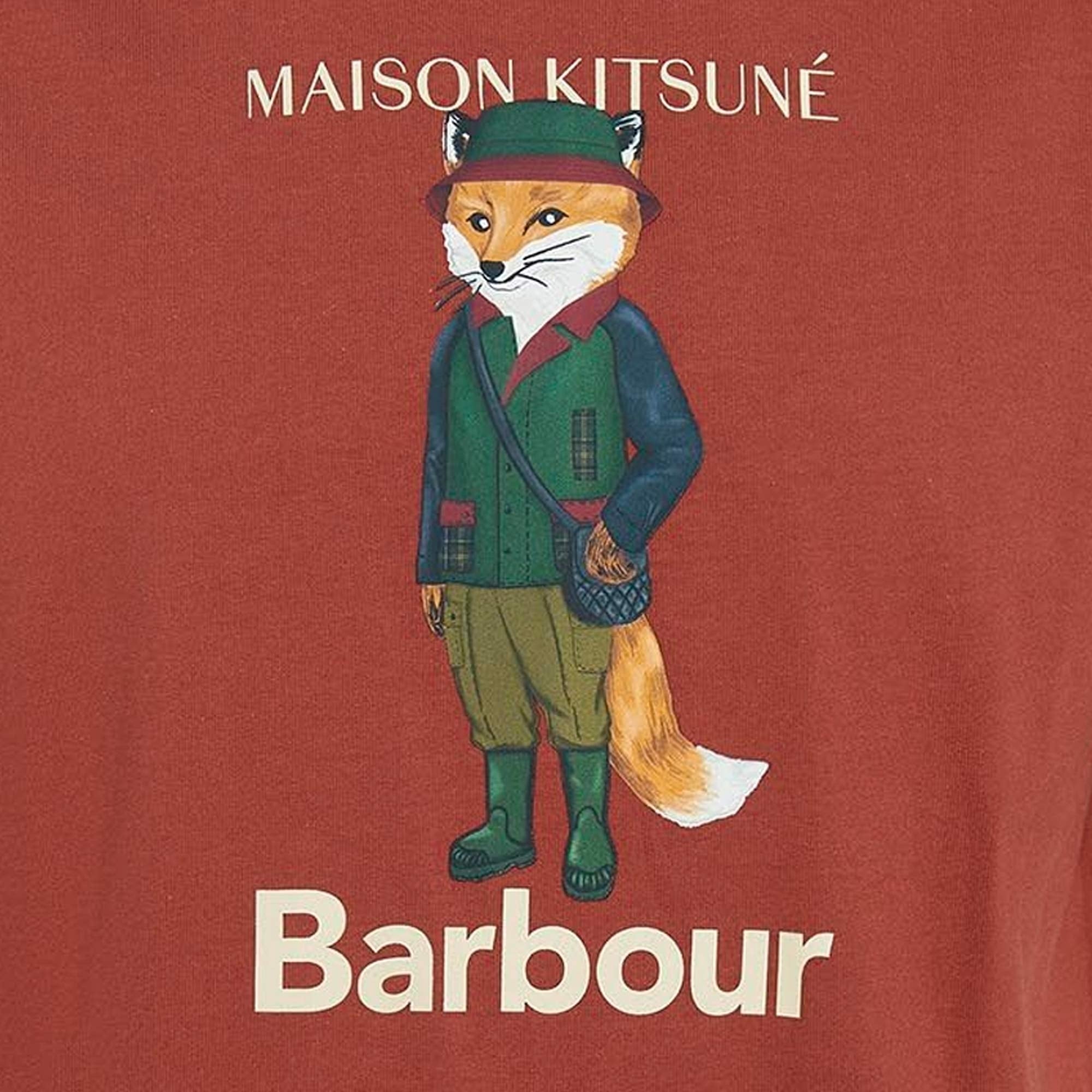 Barbour x Maison Kitsun Beaufort Fox T-Shirt - Burnt Orange