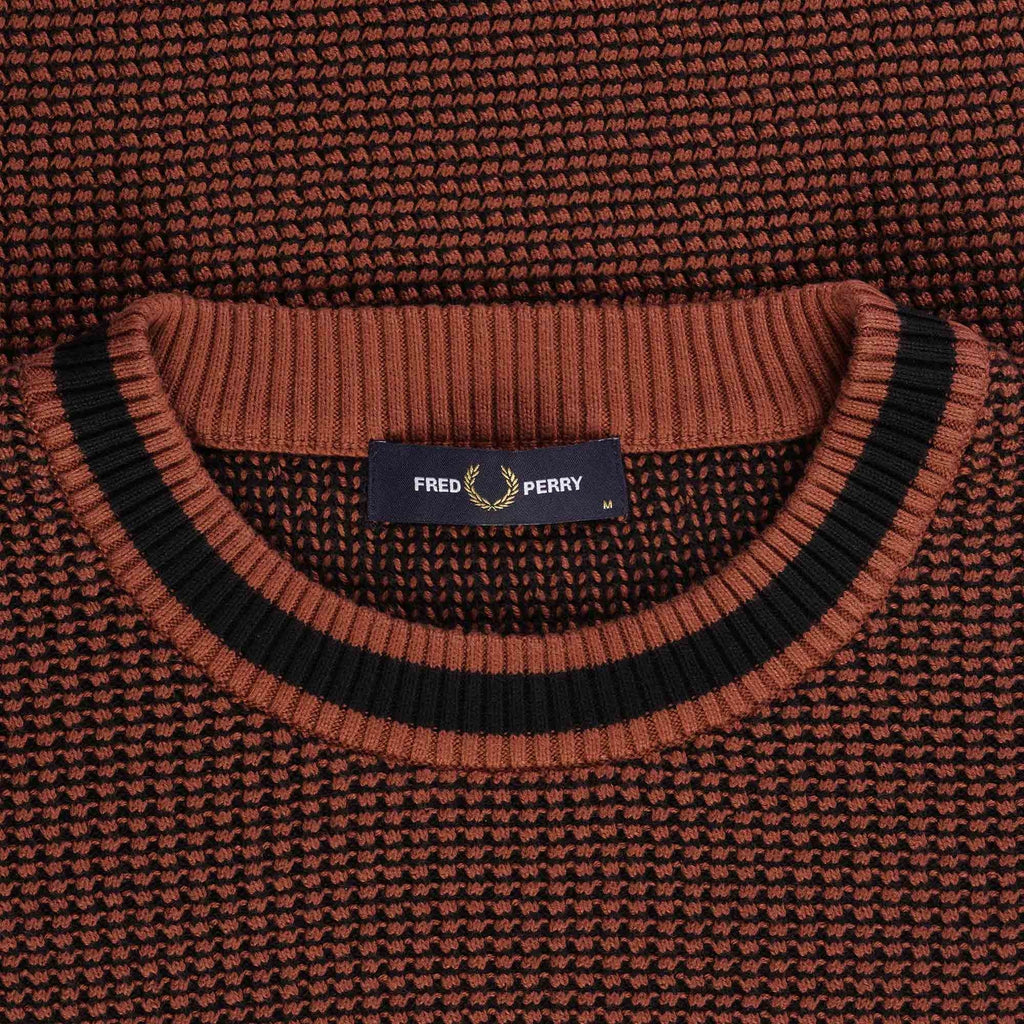 Fred Perry Textured Knitted T-Shirt - Whiskey Brown