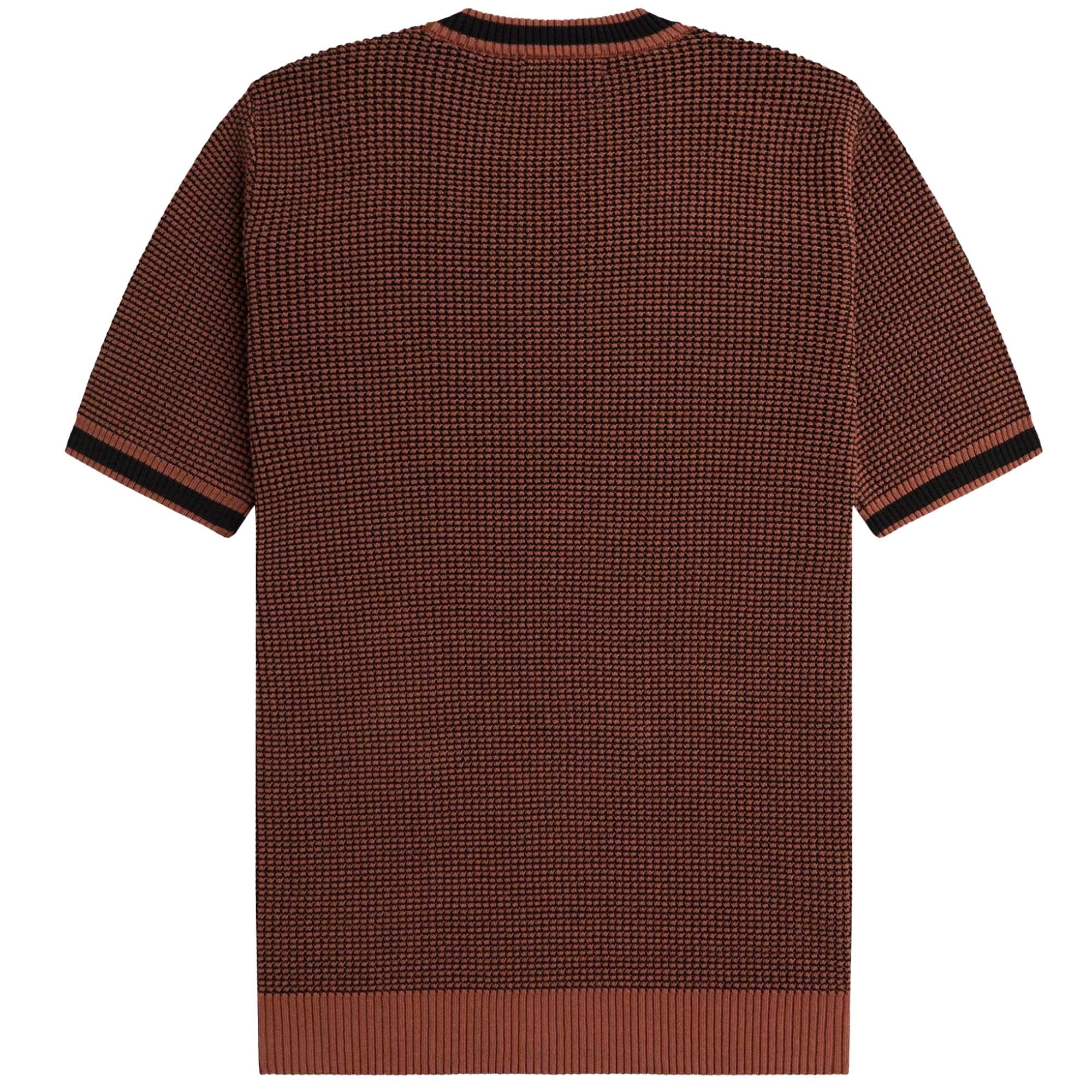 Fred Perry Textured Knitted T-Shirt - Whiskey Brown
