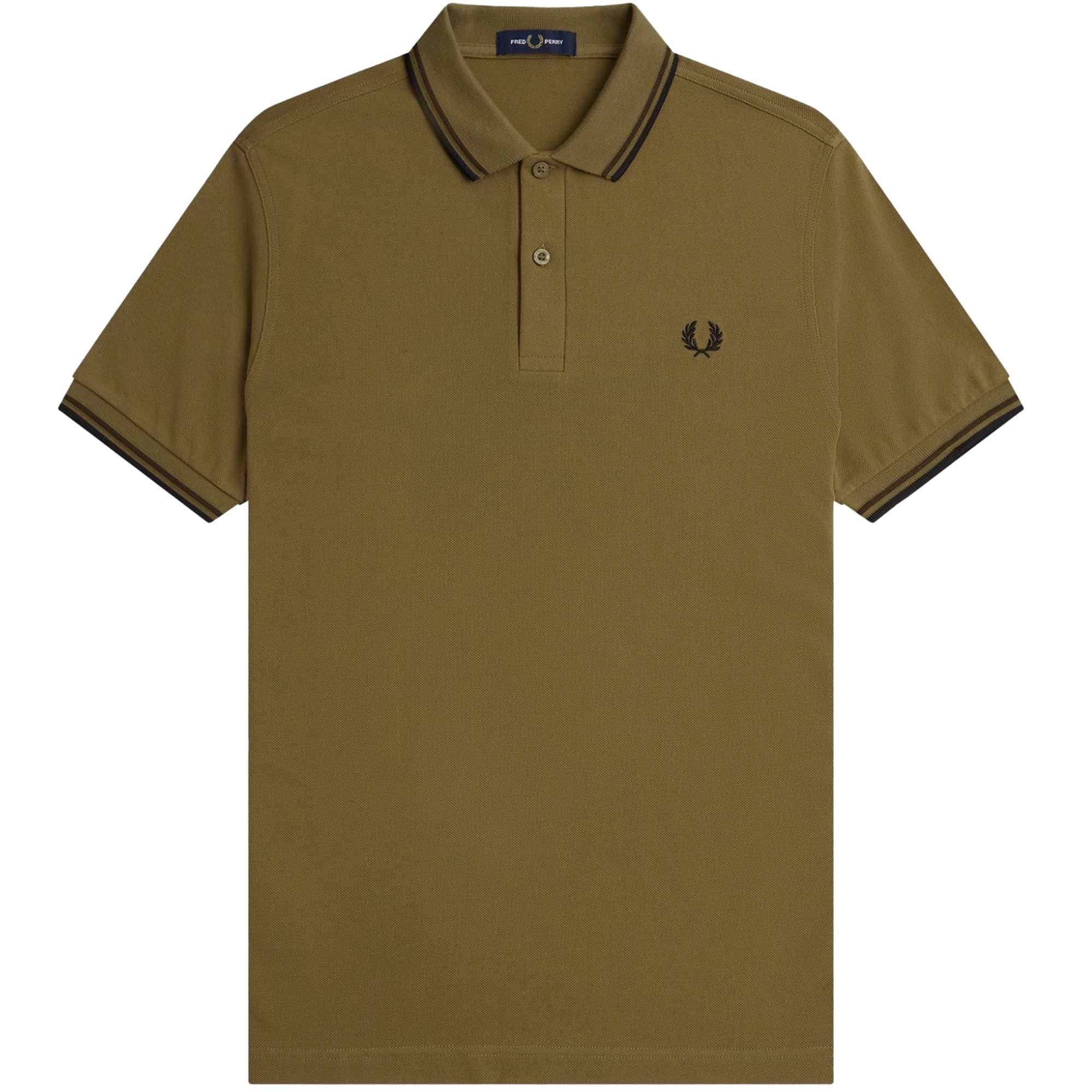 Fred Perry M3600 Polo Shirt - Shaded Stone and Black