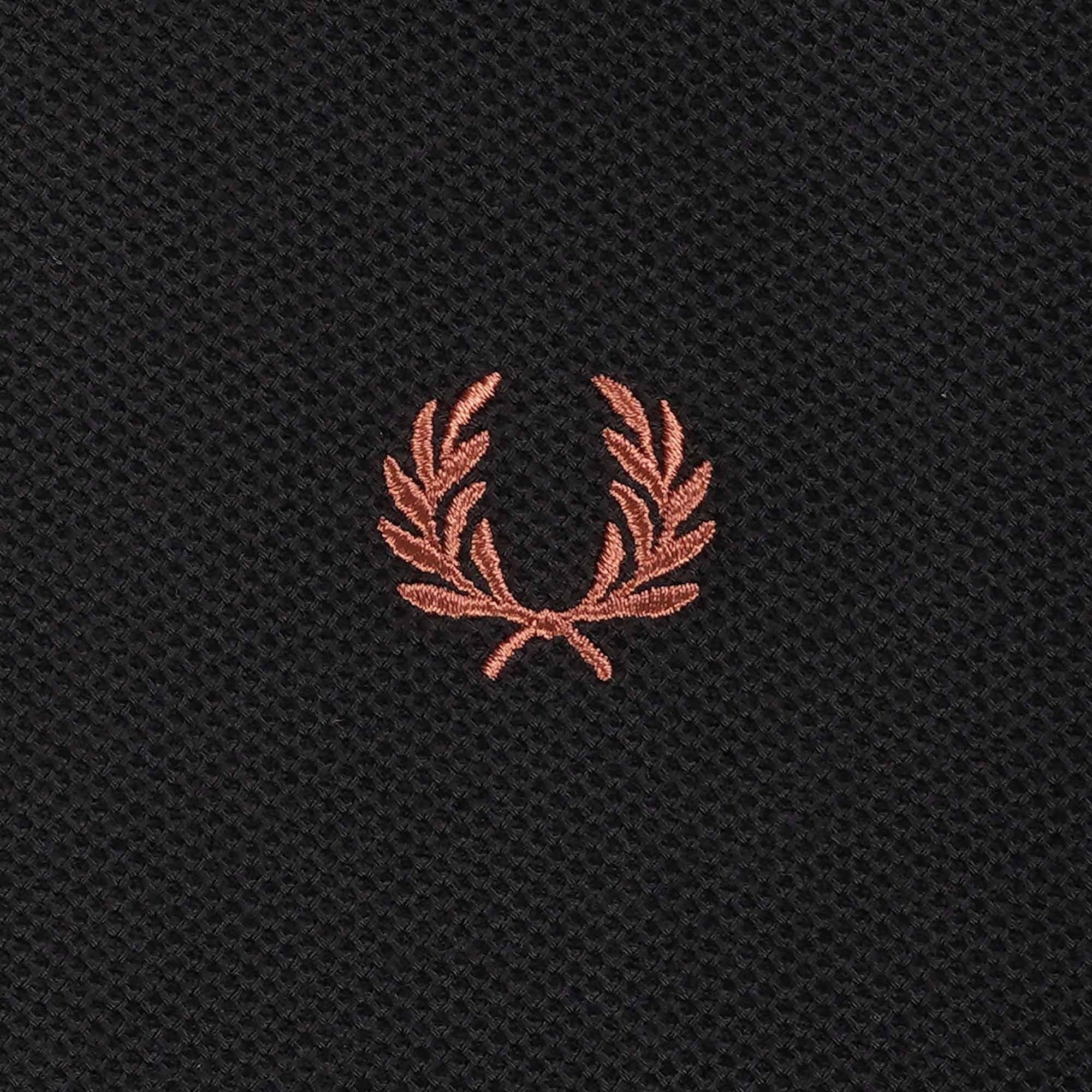 Fred Perry Panelled Long Sleeve Polo Shirt - Black