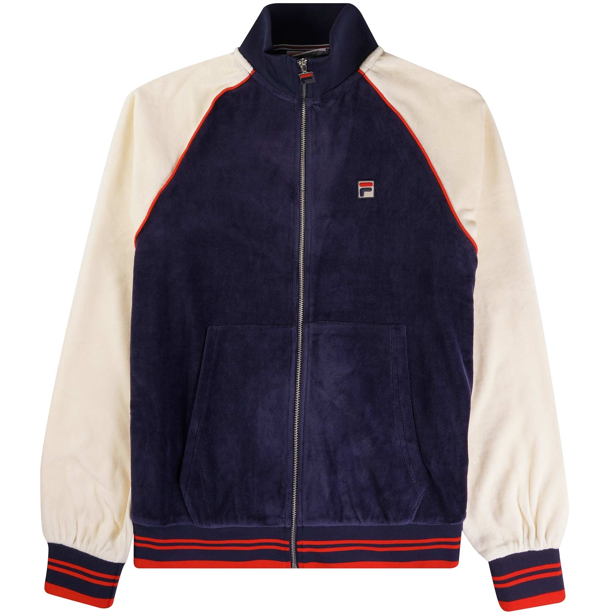 Liston Colour Block Velour Track Top - Navy/Gardenia