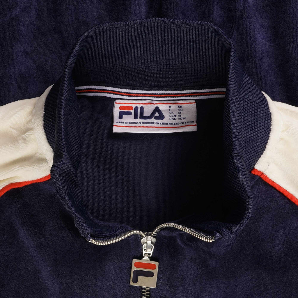 Liston Colour Block Velour Track Top - Navy/Gardenia