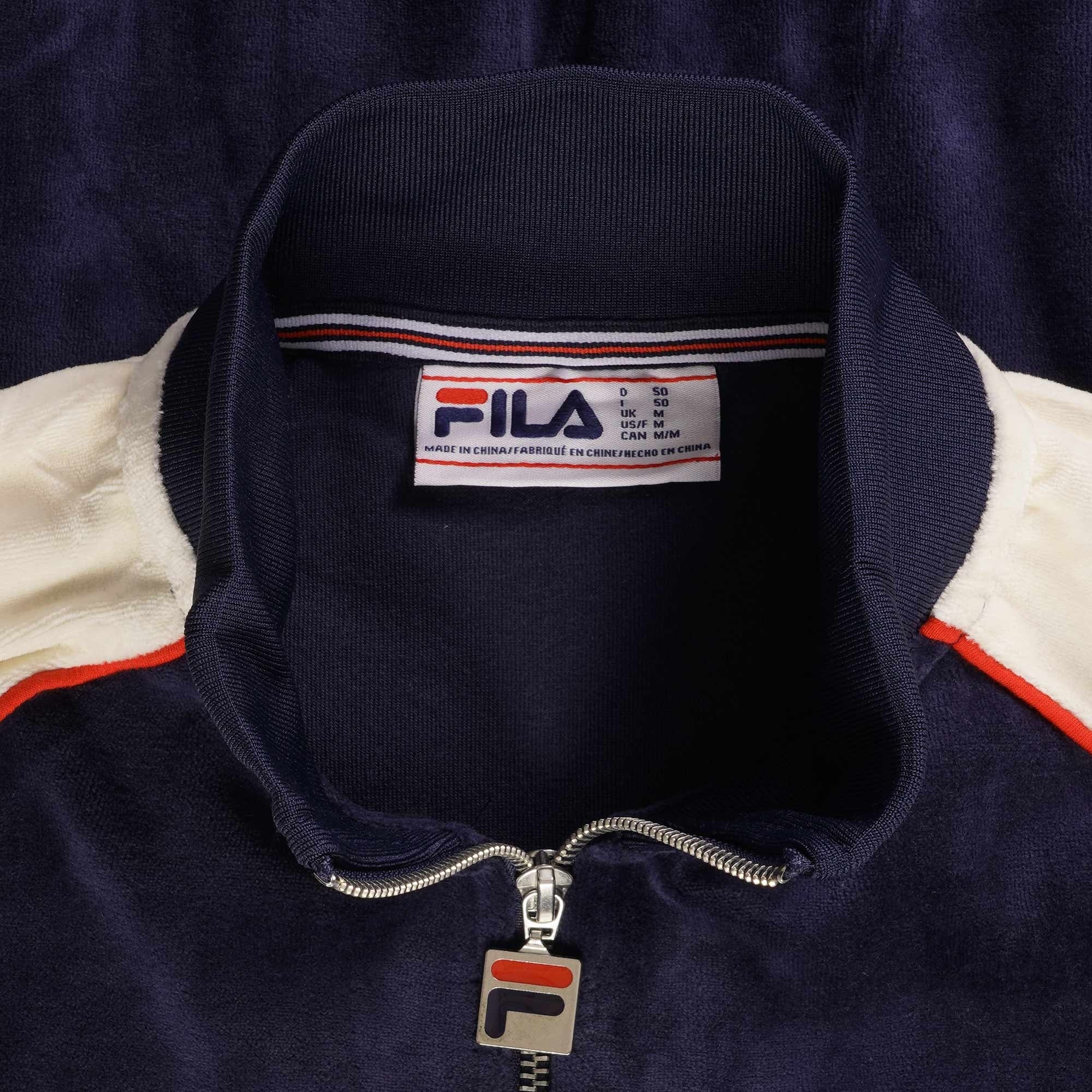 Liston Colour Block Velour Track Top - Navy/Gardenia
