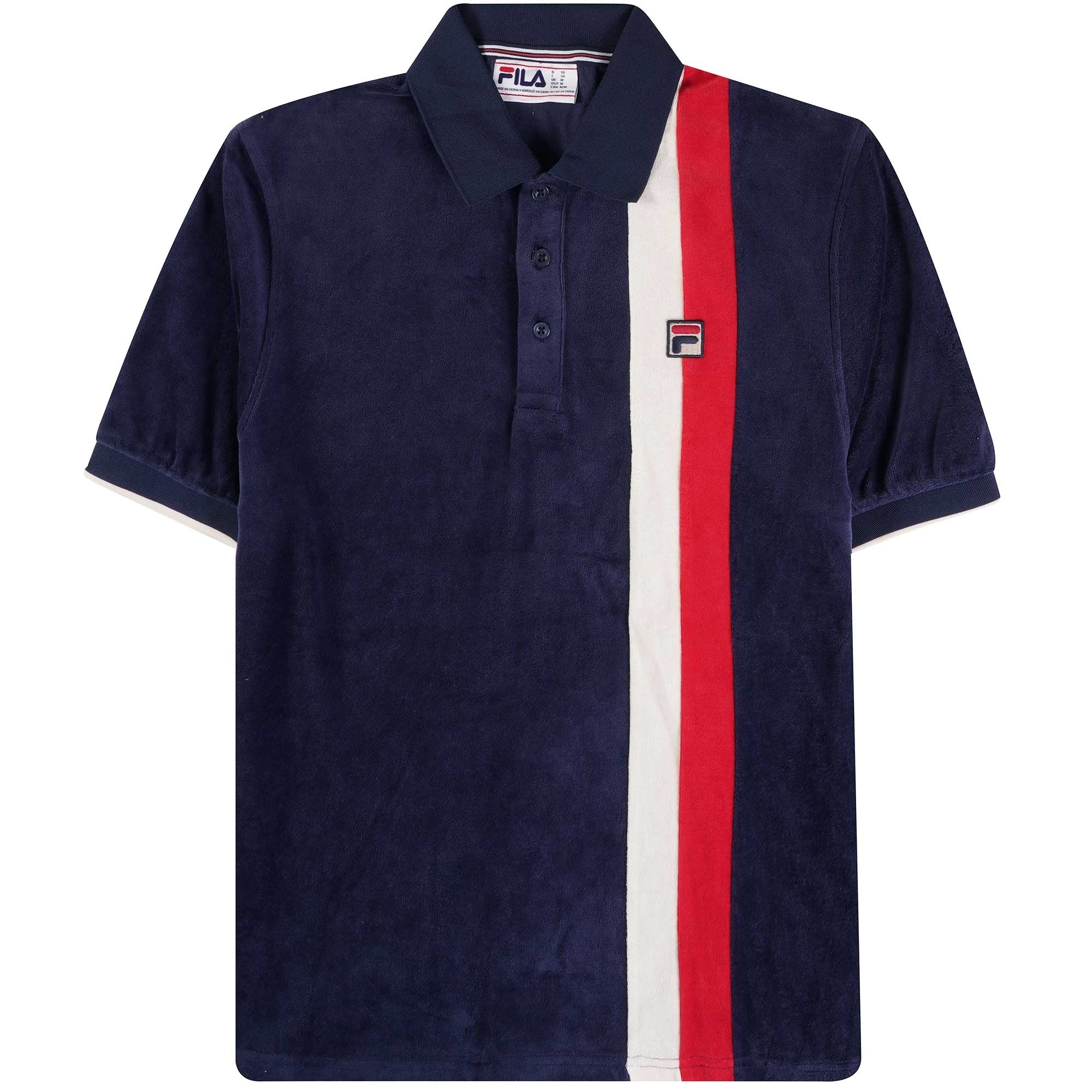 Terra Colour Blocked Velour Polo - Fila Navy