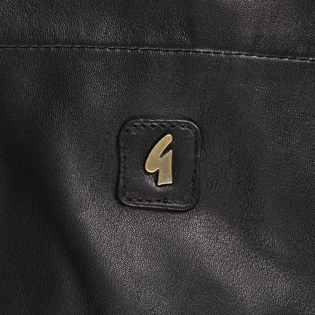 Gabicci Vintage Leather Bomber Jacket - Black