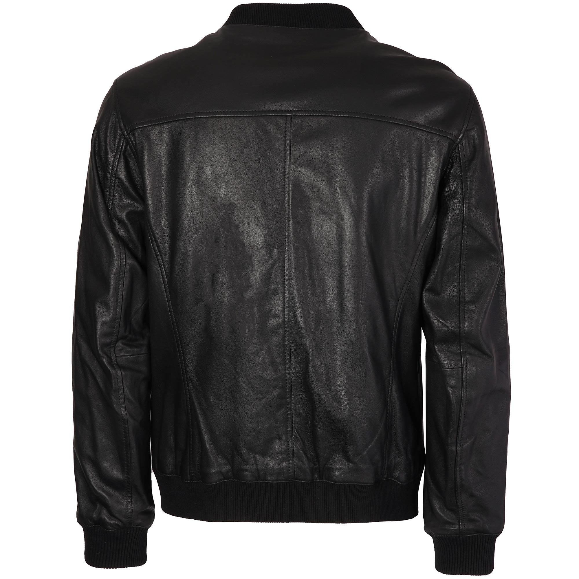 Gabicci Vintage Leather Bomber Jacket - Black