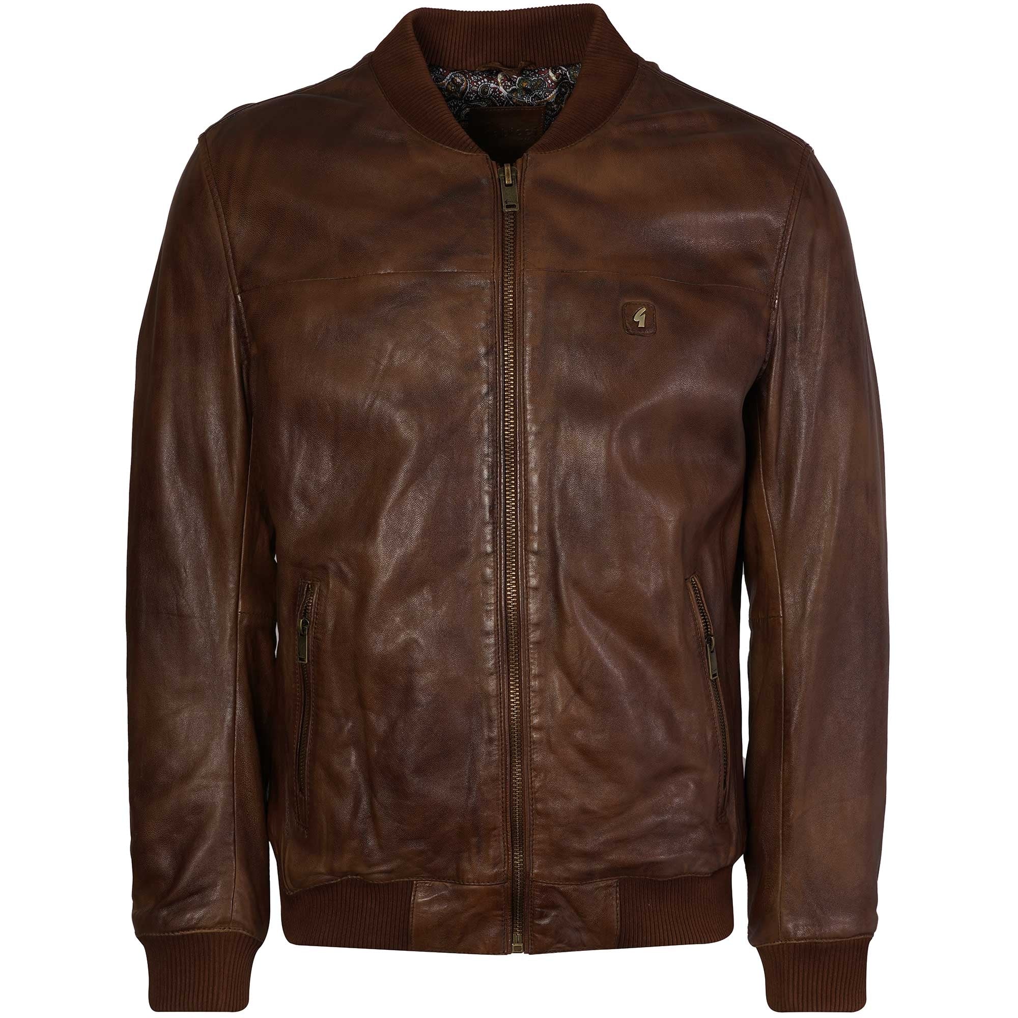 Gabicci Vintage Leather Bomber Jacket - Desert
