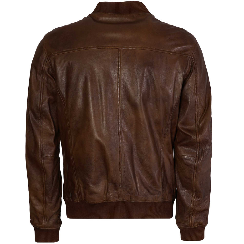 Gabicci Vintage Leather Bomber Jacket - Desert