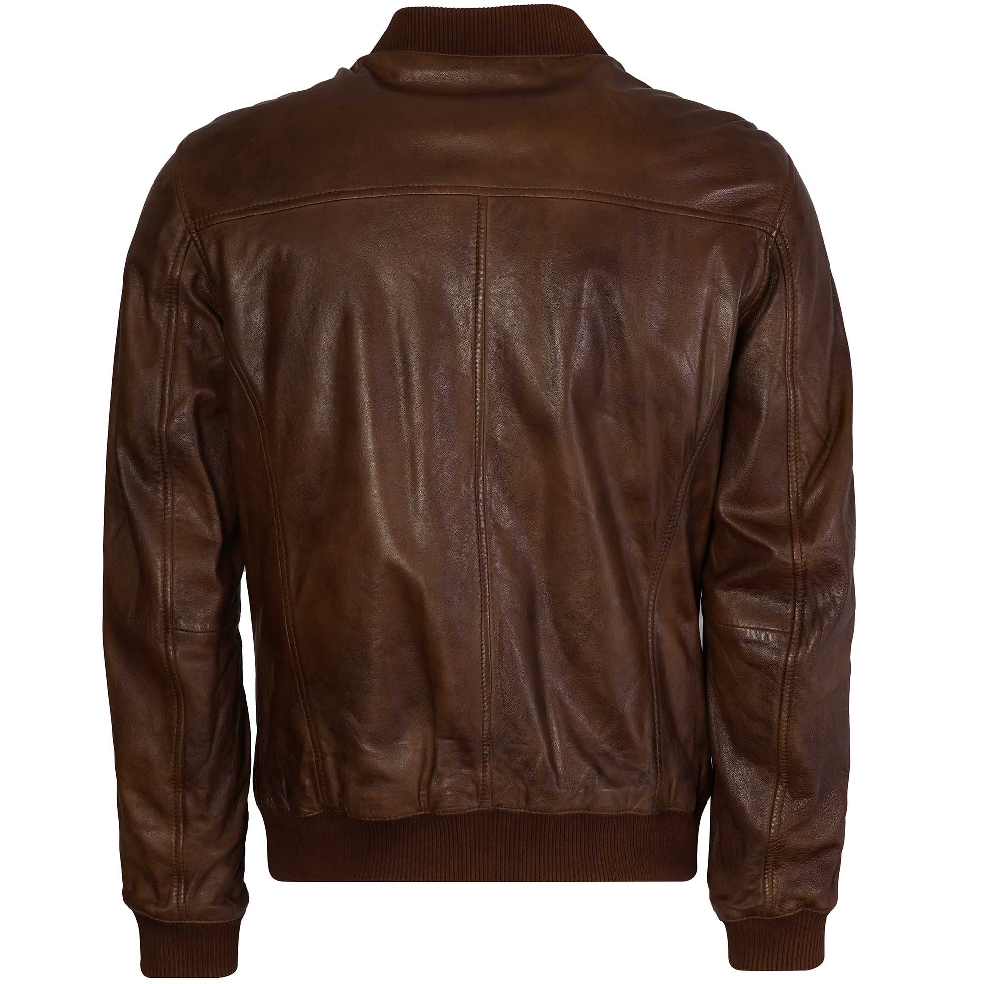 Gabicci Vintage Leather Bomber Jacket - Desert