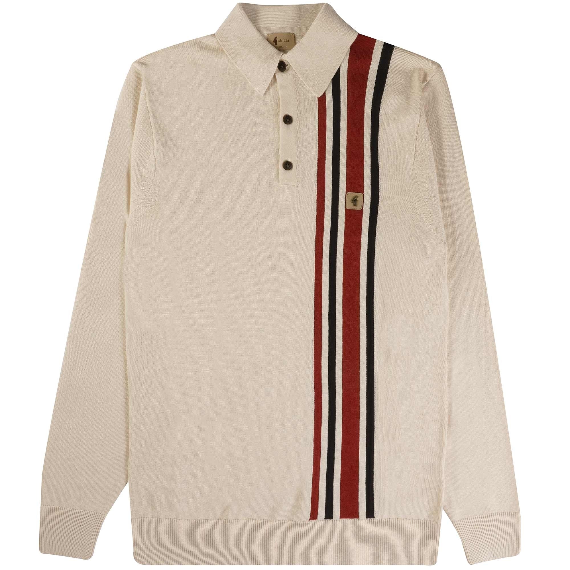 Gabicci Vintage Soda Long Sleeved Polo Shirt - Cream