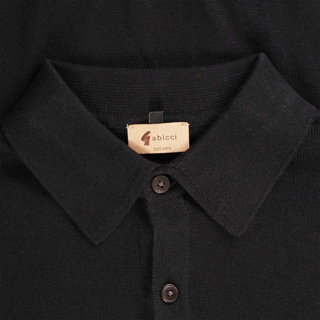 Gabicci Vintage Francesco Long Sleeved Polo Shirt - Black