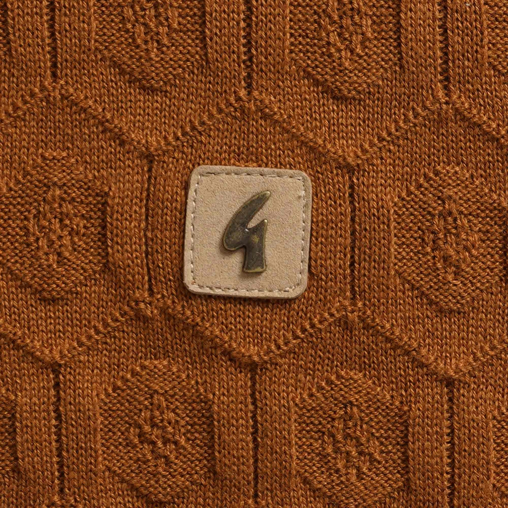 Gabicci Vintage Carlson Tonal Knit Polo Shirt - Toffee