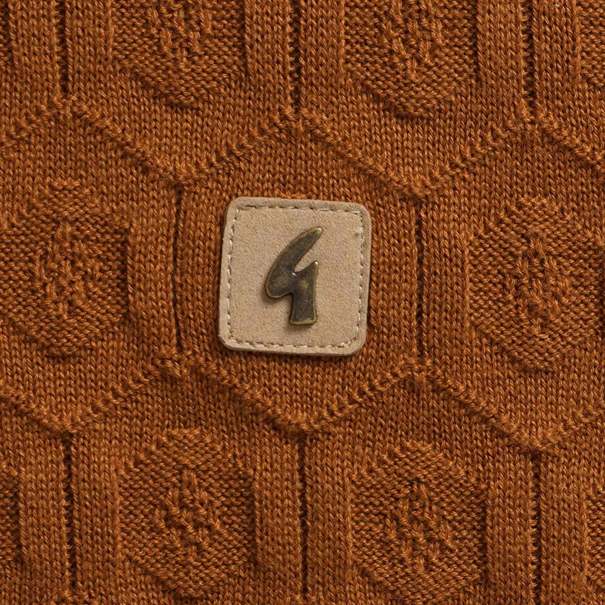 Gabicci Vintage Carlson Tonal Knit Polo Shirt - Toffee
