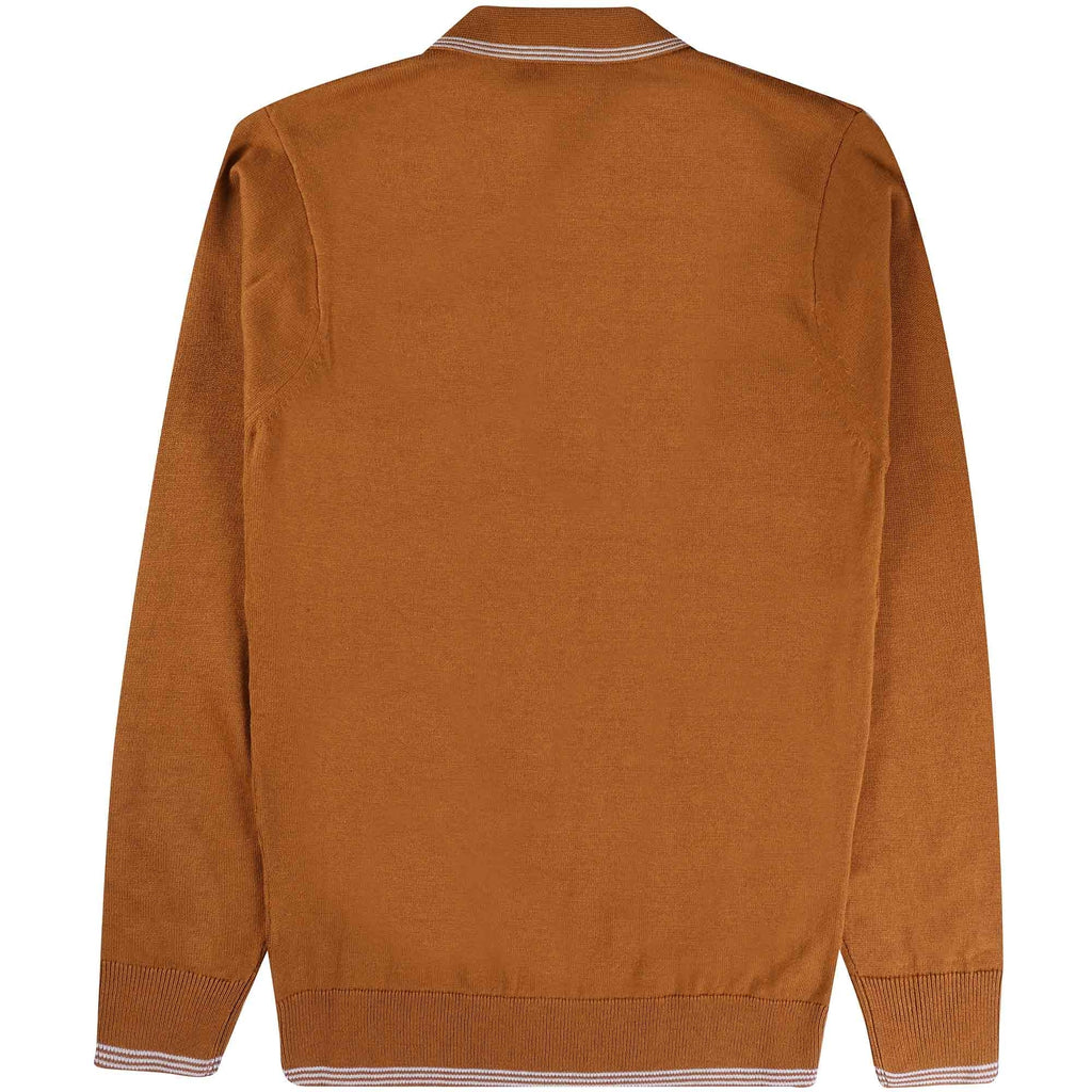 Gabicci Vintage Carlson Tonal Knit Polo Shirt - Toffee