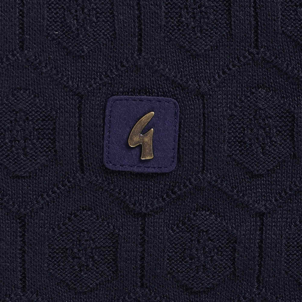 Gabicci Vintage Carlson Tonal Knit Polo Shirt - Navy