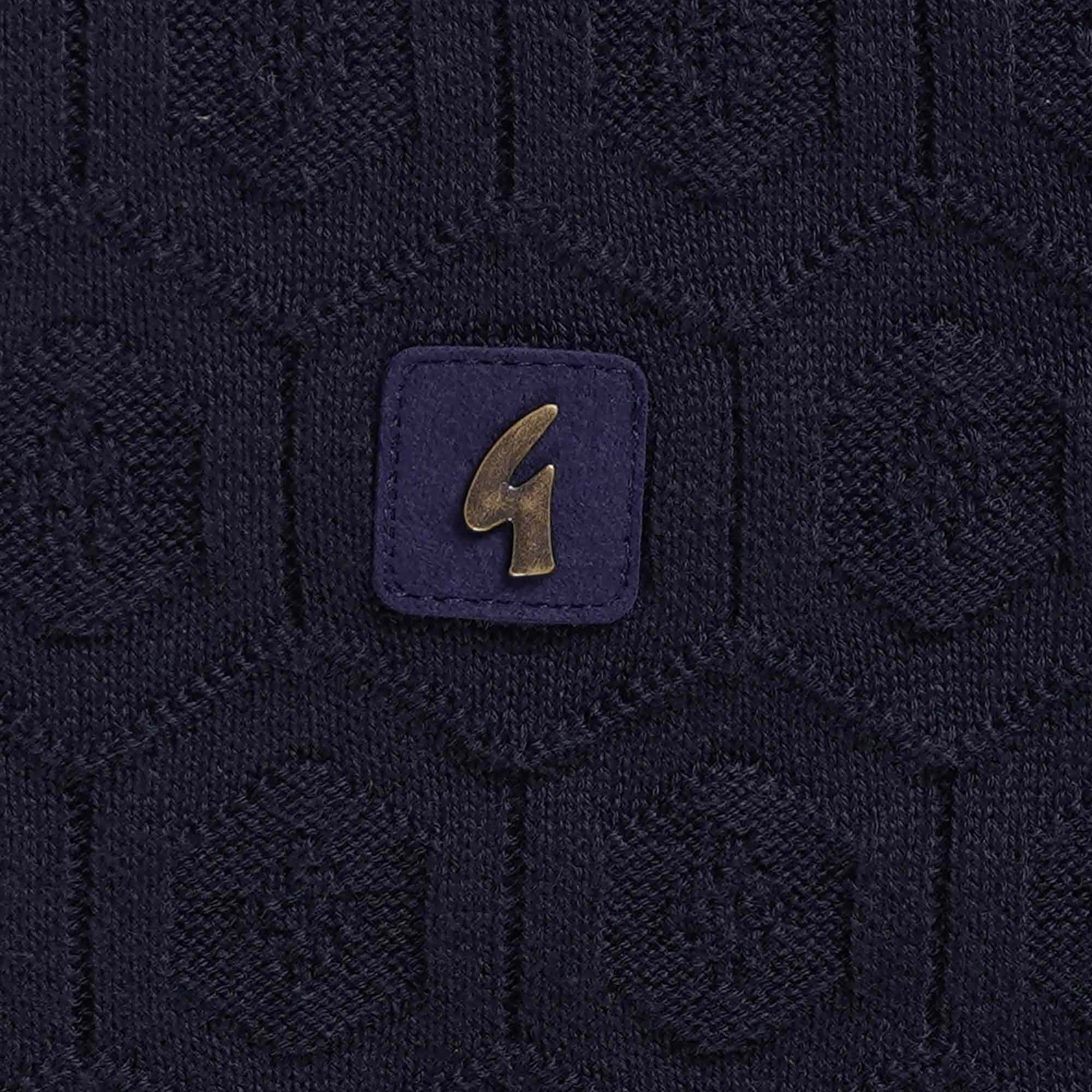 Gabicci Vintage Carlson Tonal Knit Polo Shirt - Navy