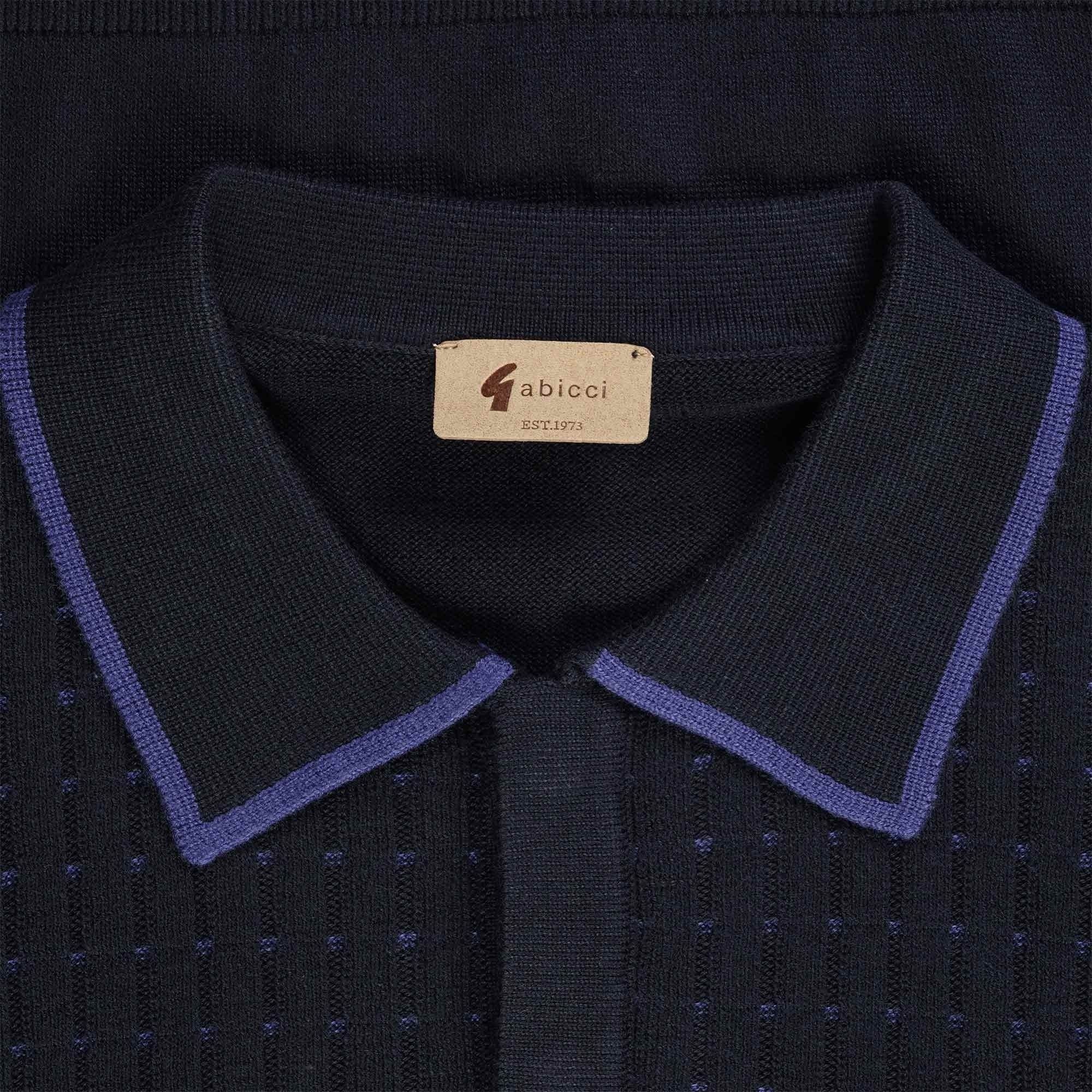 Gabicci Vintage Jura Long Sleeve Polo Shirt - Navy