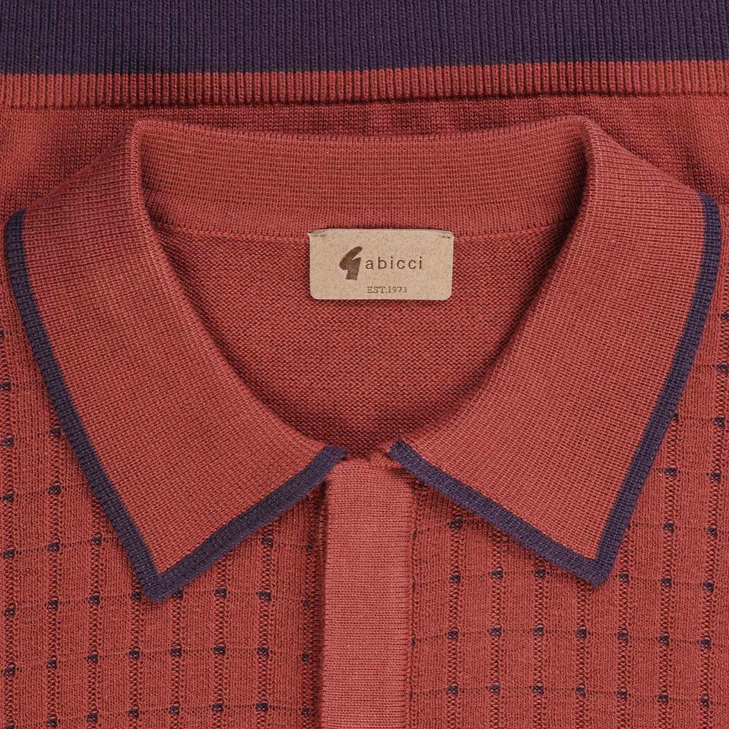Gabicci Vintage Jura Long Sleeve Polo Shirt - Rust