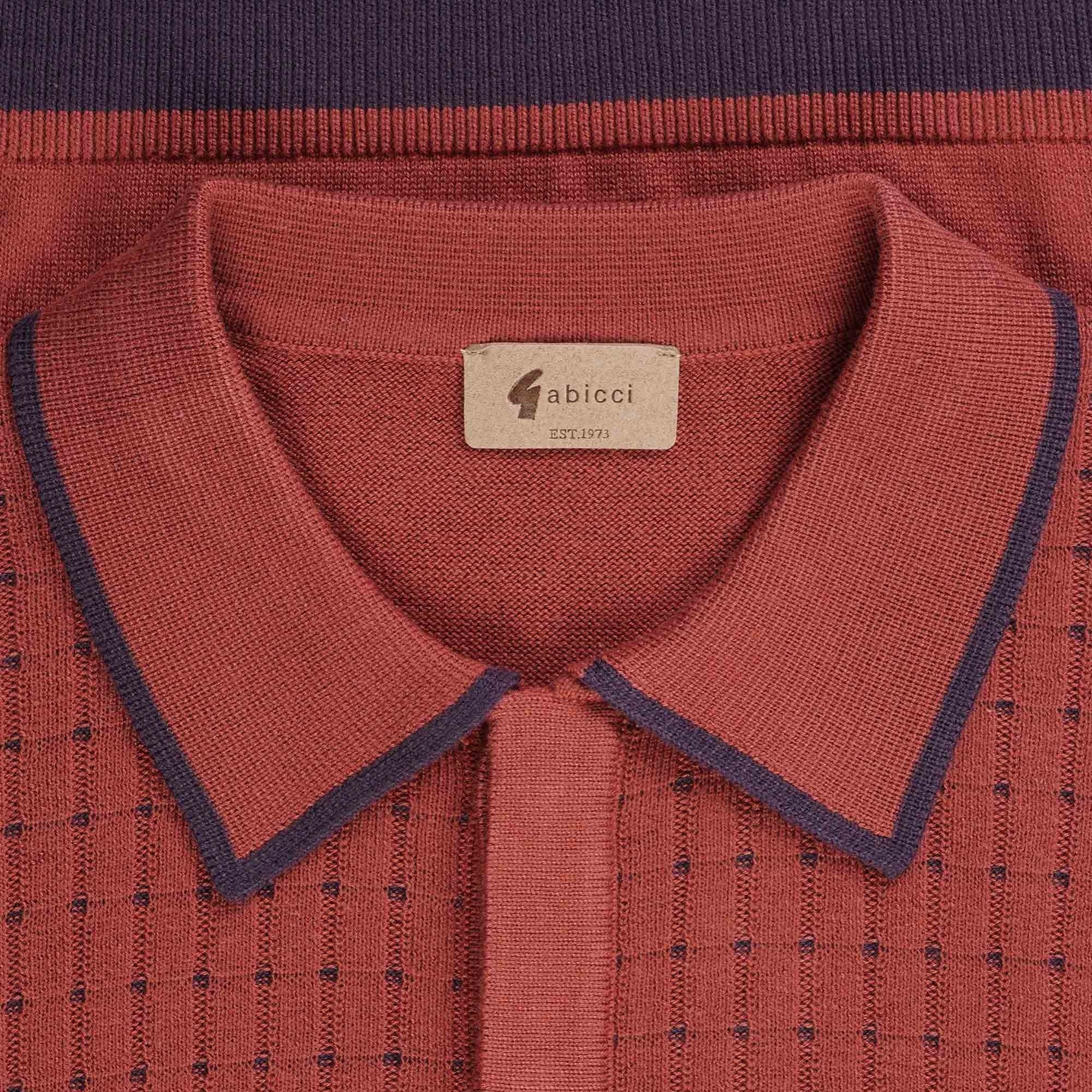 Gabicci Vintage Jura Long Sleeve Polo Shirt - Rust