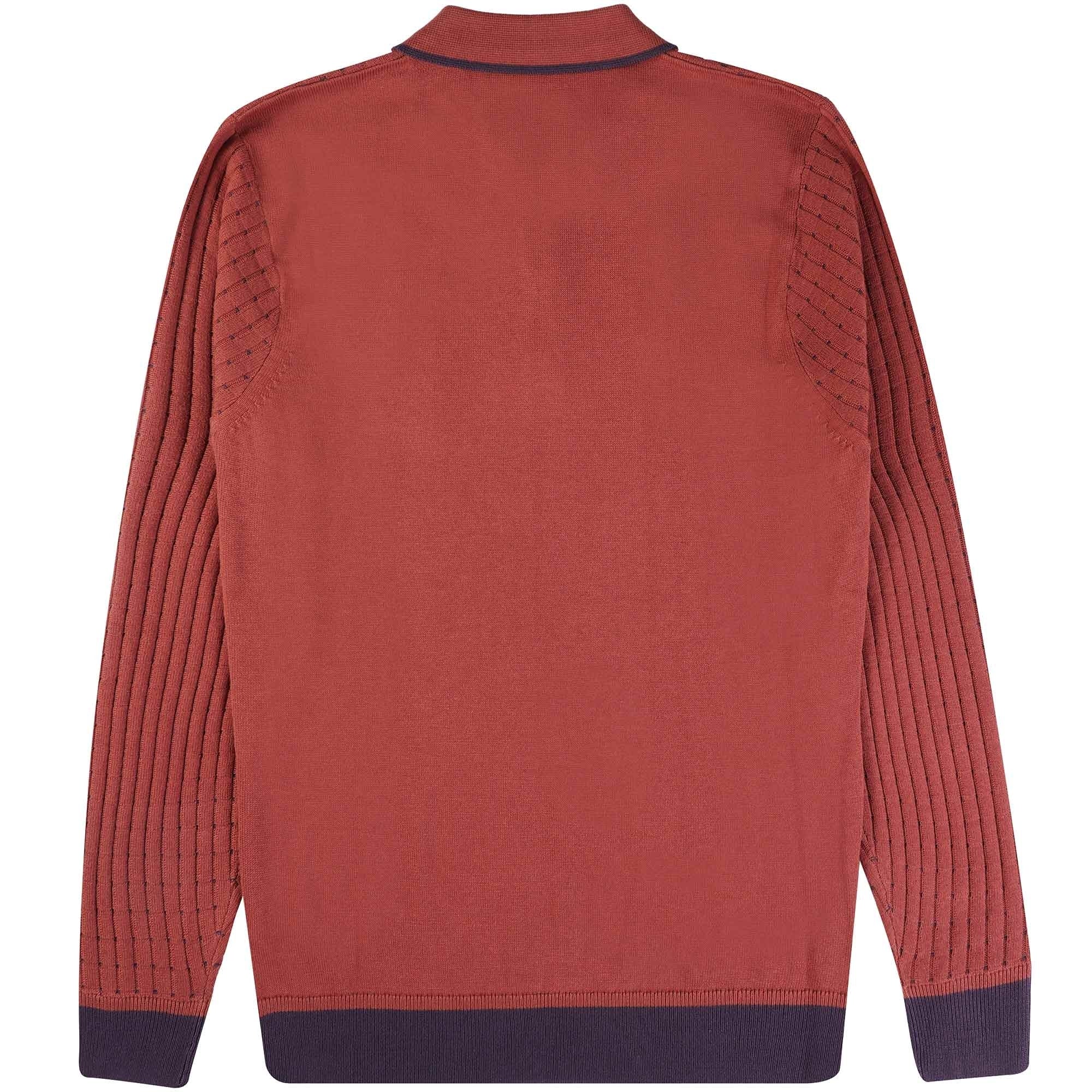 Gabicci Vintage Jura Long Sleeve Polo Shirt - Rust