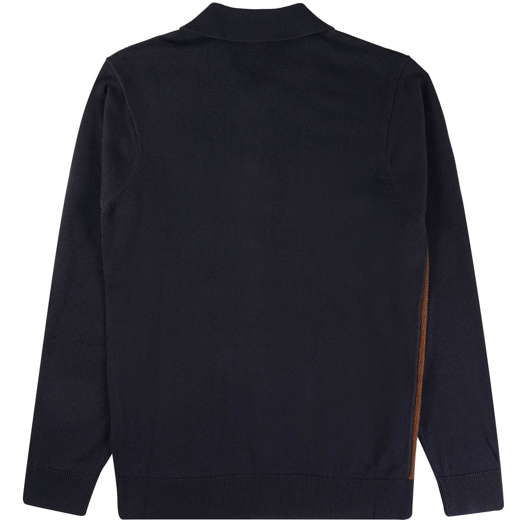 Gabicci Vintage Hanson Long Sleeve Polo Shirt - Navy