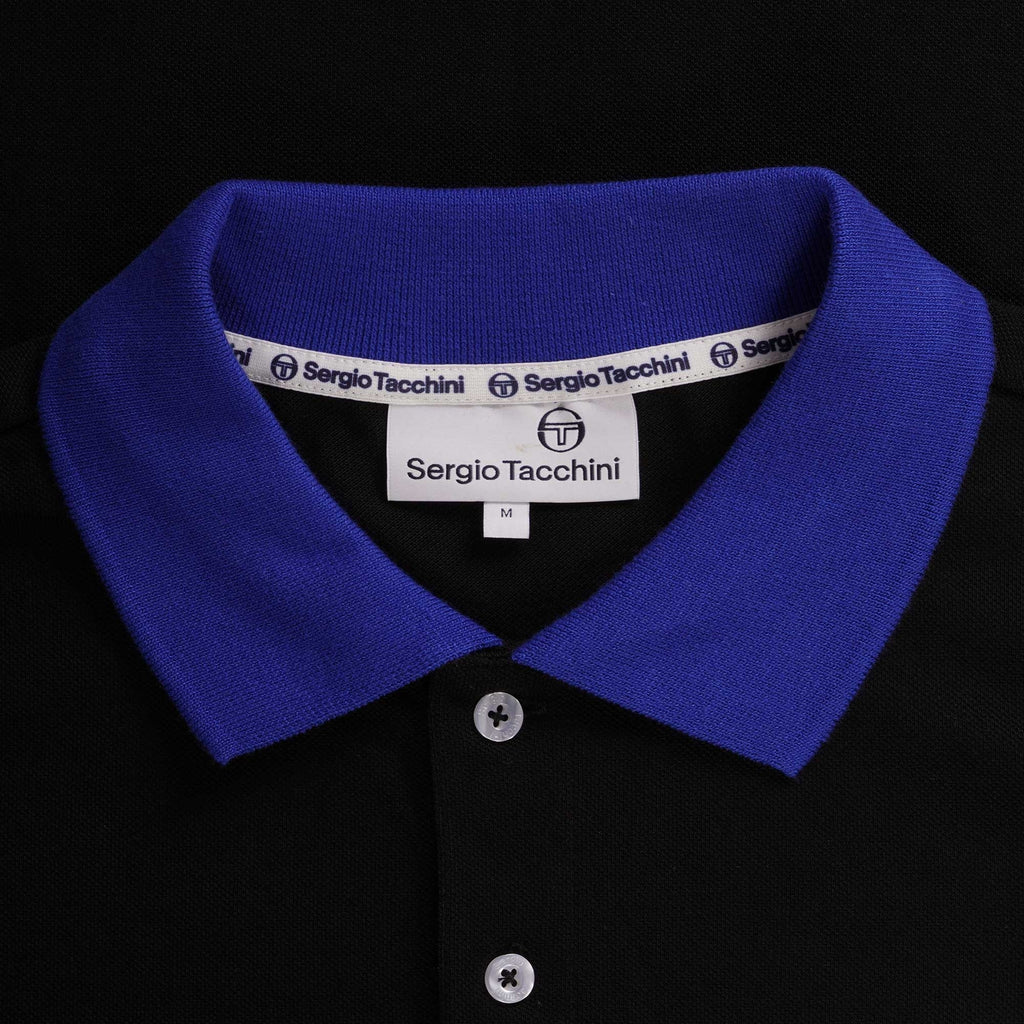 Sergio Tacchini Supermac Polo Shirt - Black and Surf