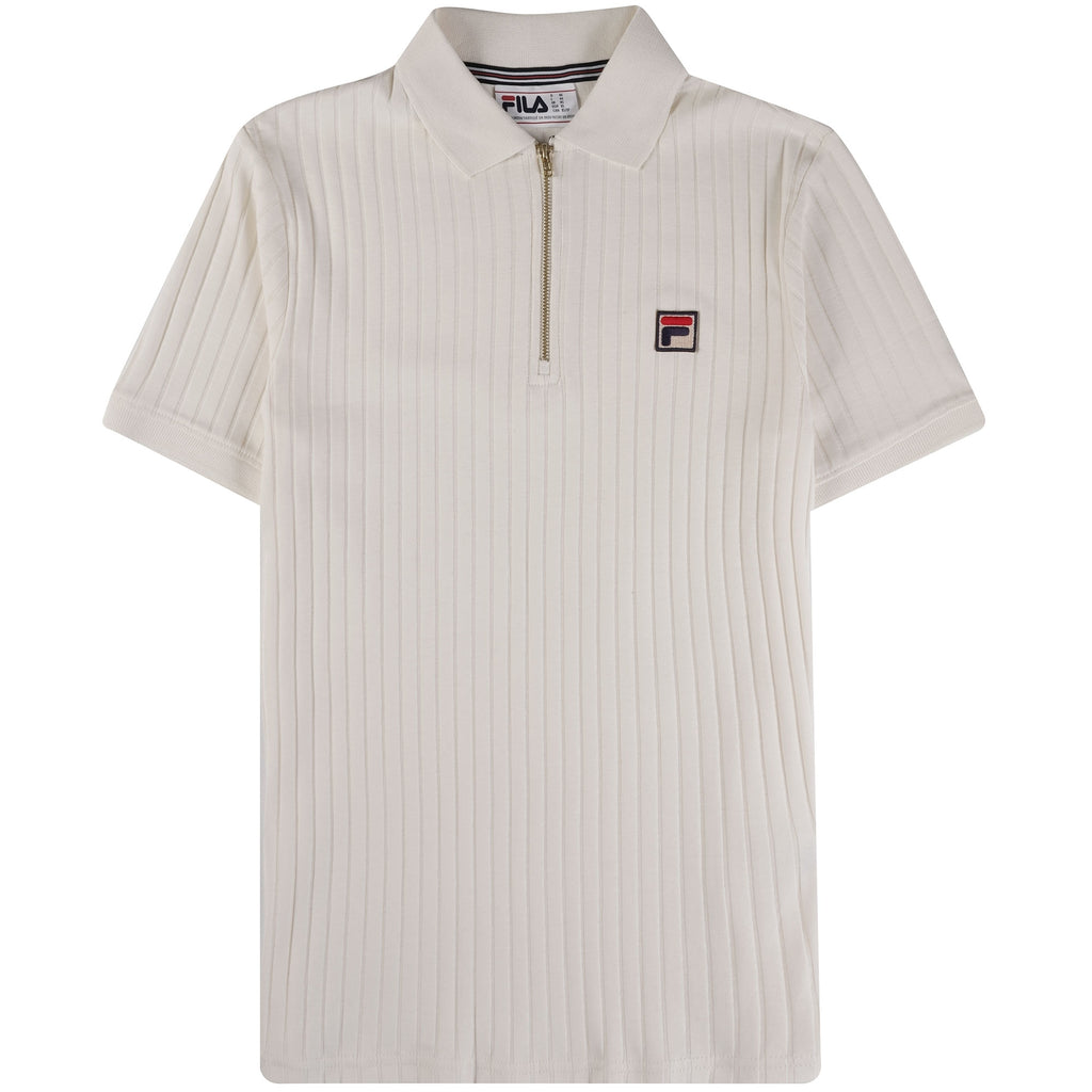 Fila Vintage Rufus Textured Stripe Polo - Gardenia