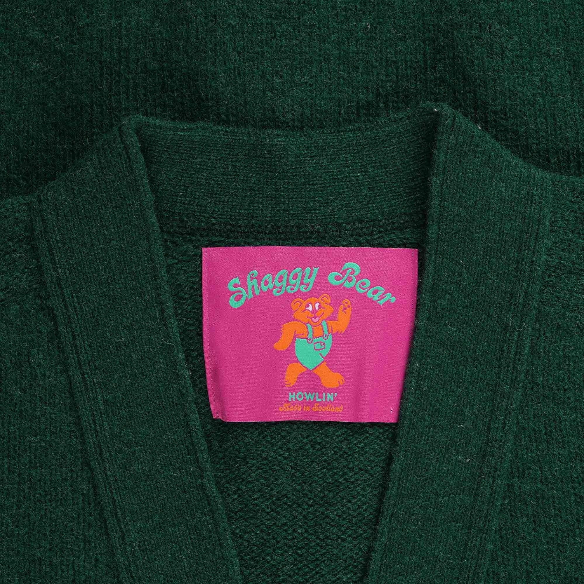 Howlin' Shaggy Bear Cardigan - Forest