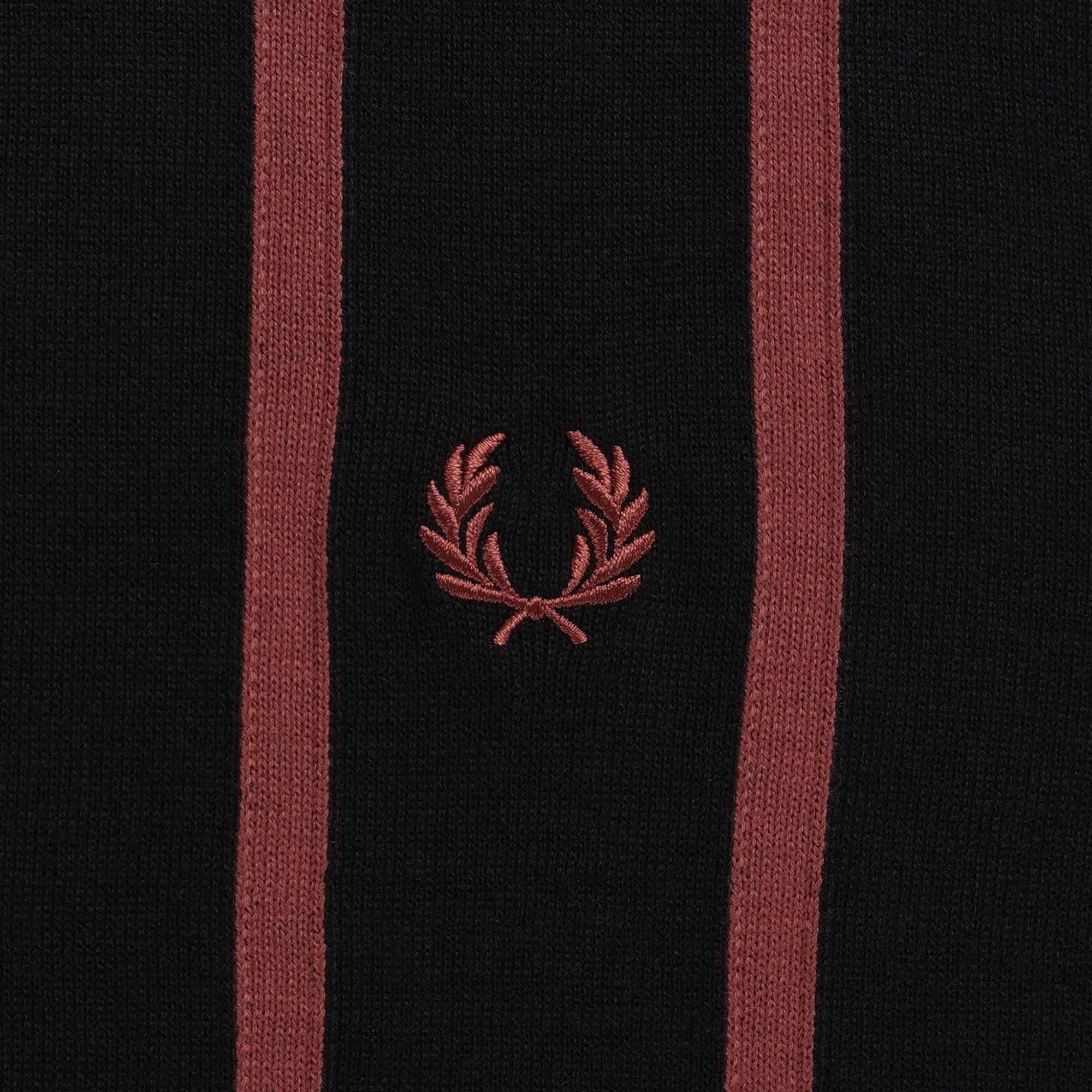 Fred Perry Vertical Stripe Knitted Shirt - Black