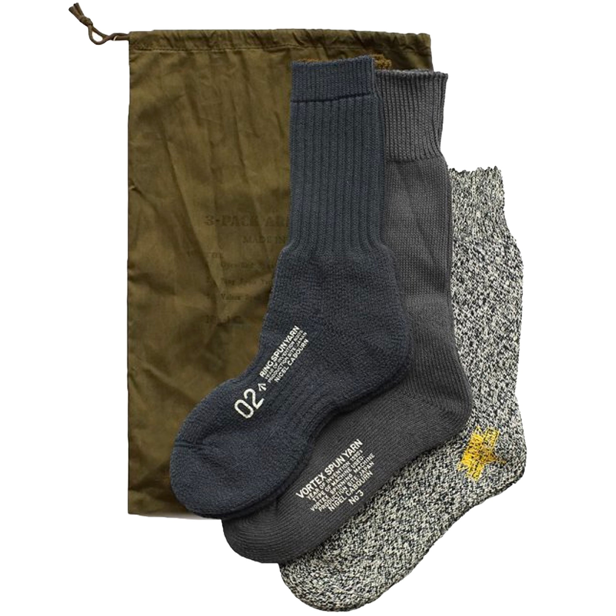 Nigel Cabourn 3 Pack Army Socks - Navy