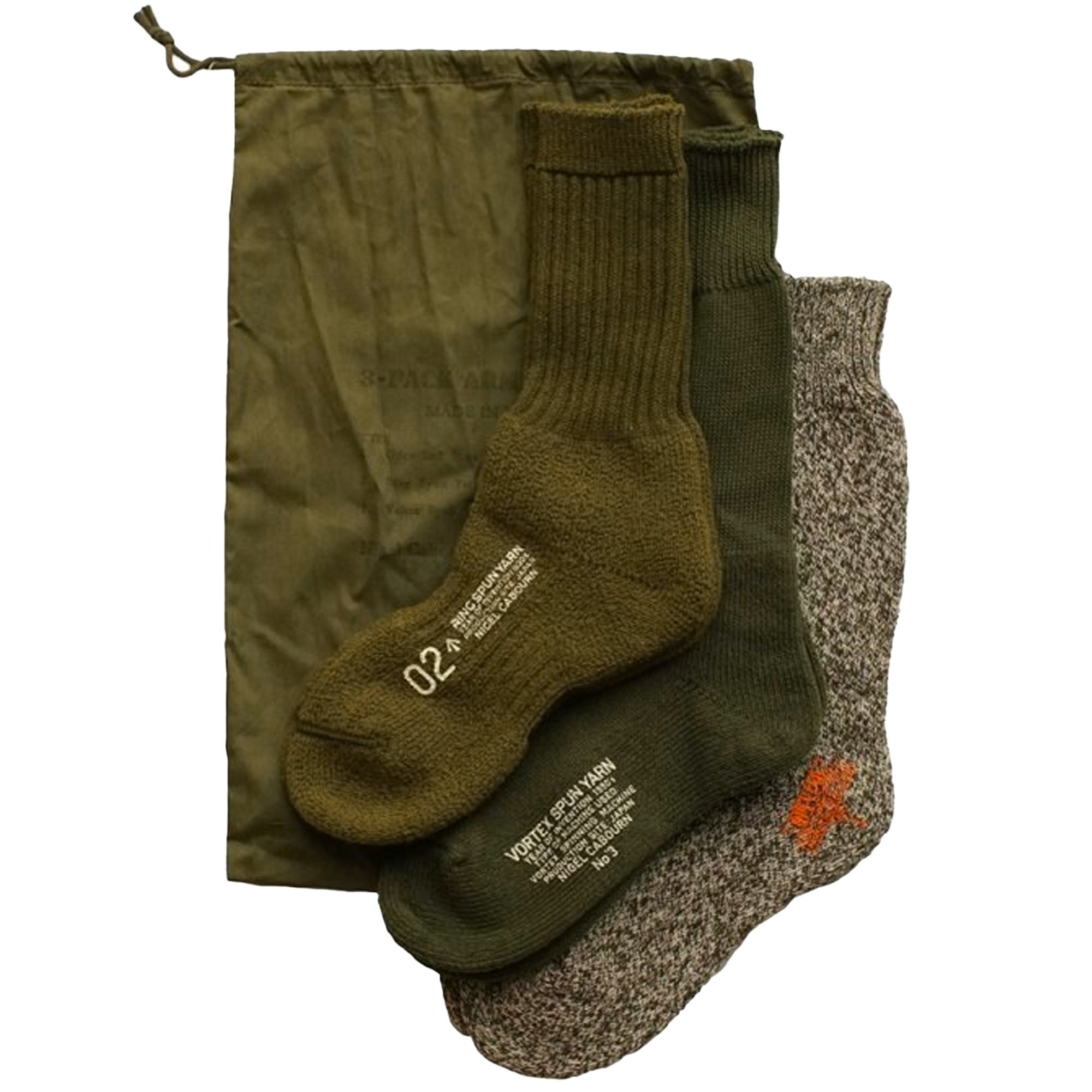 Nigel Cabourn 3 Pack Army Socks - Green