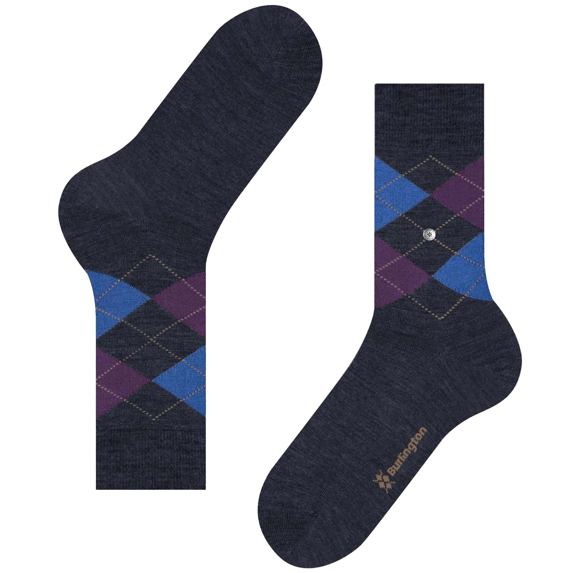 Burlington Socks Edinburgh Melange Socks - Navy and Purple