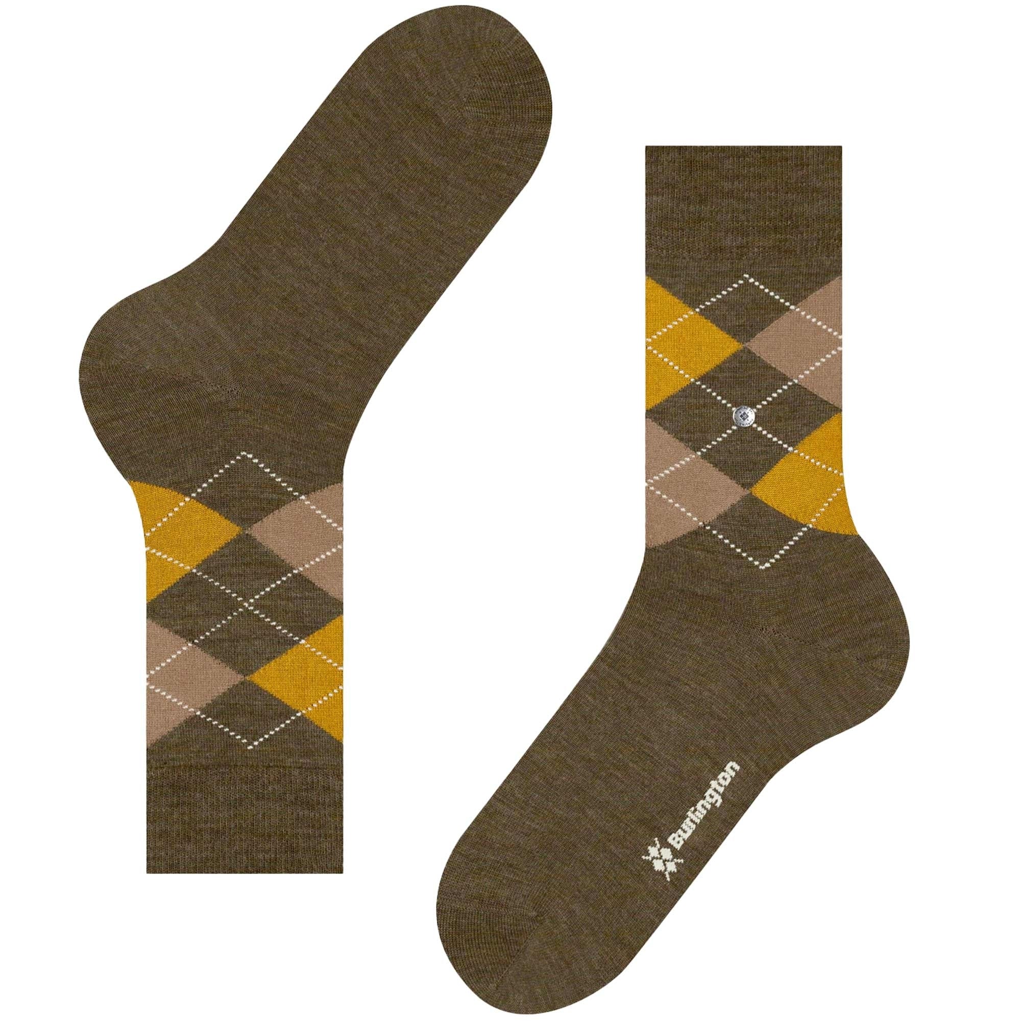 Burlington Socks Edinburgh Melange Socks - Brown and Mustard